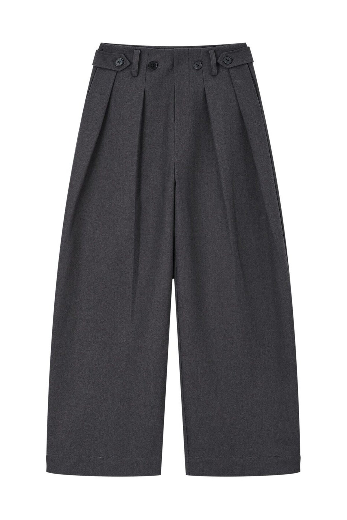 Double Pleated Curved Blade Wide Pants