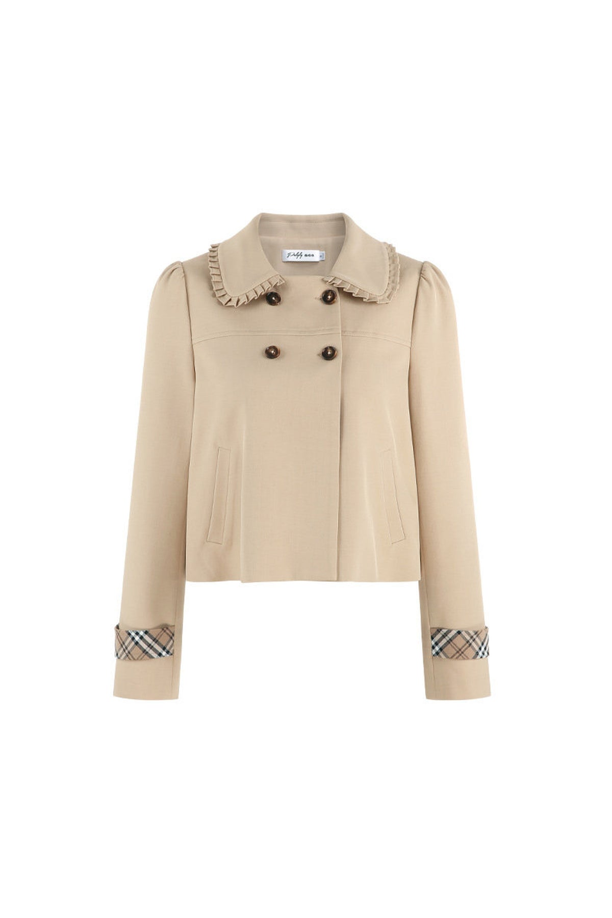 Khaki Short Trench Coat and Skirt Set-Up