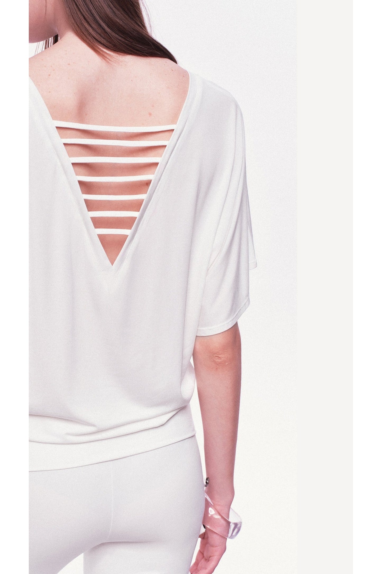 Modal Knit V-Neck Batwing Top