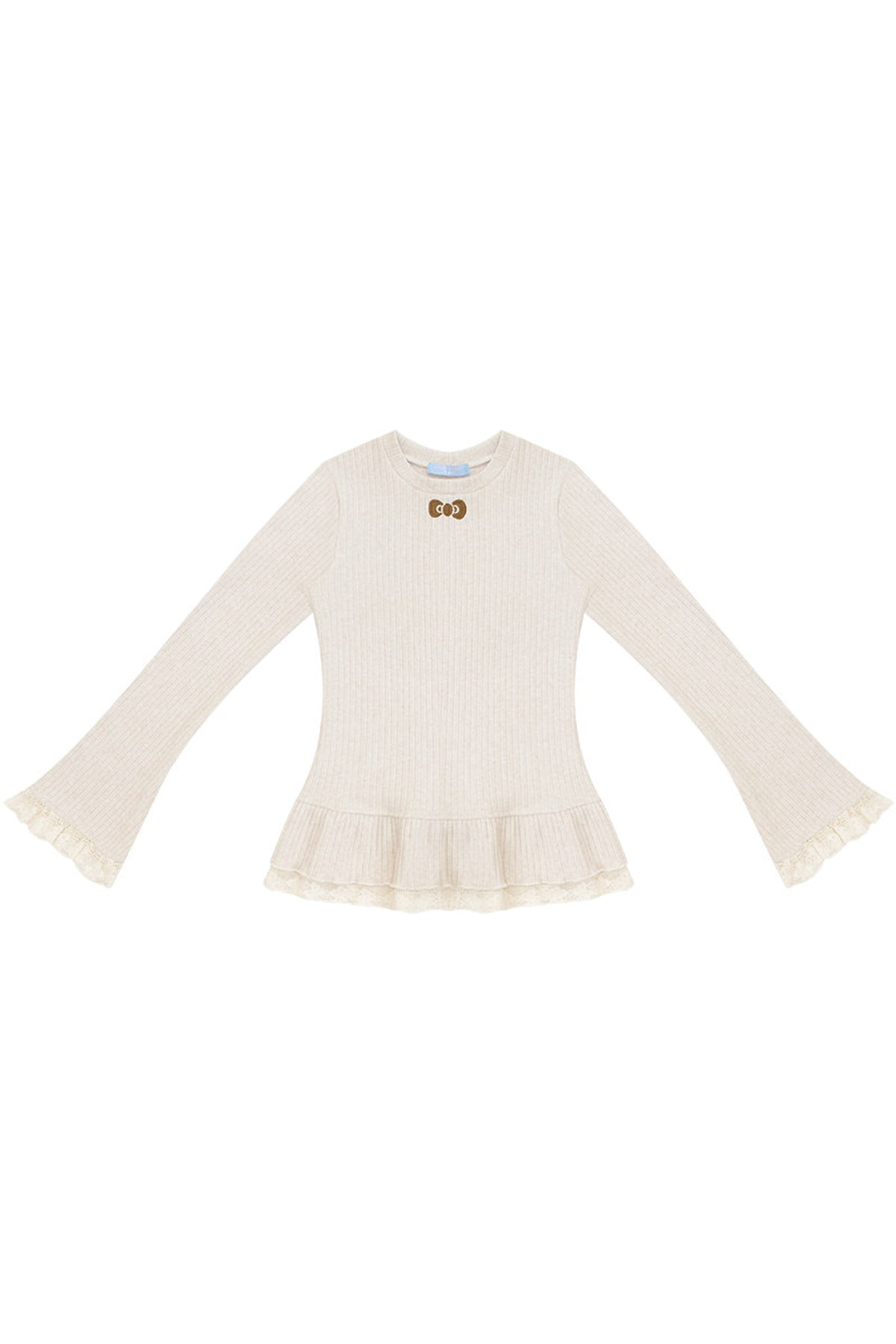 Lace Ruffle Hem Knit Top