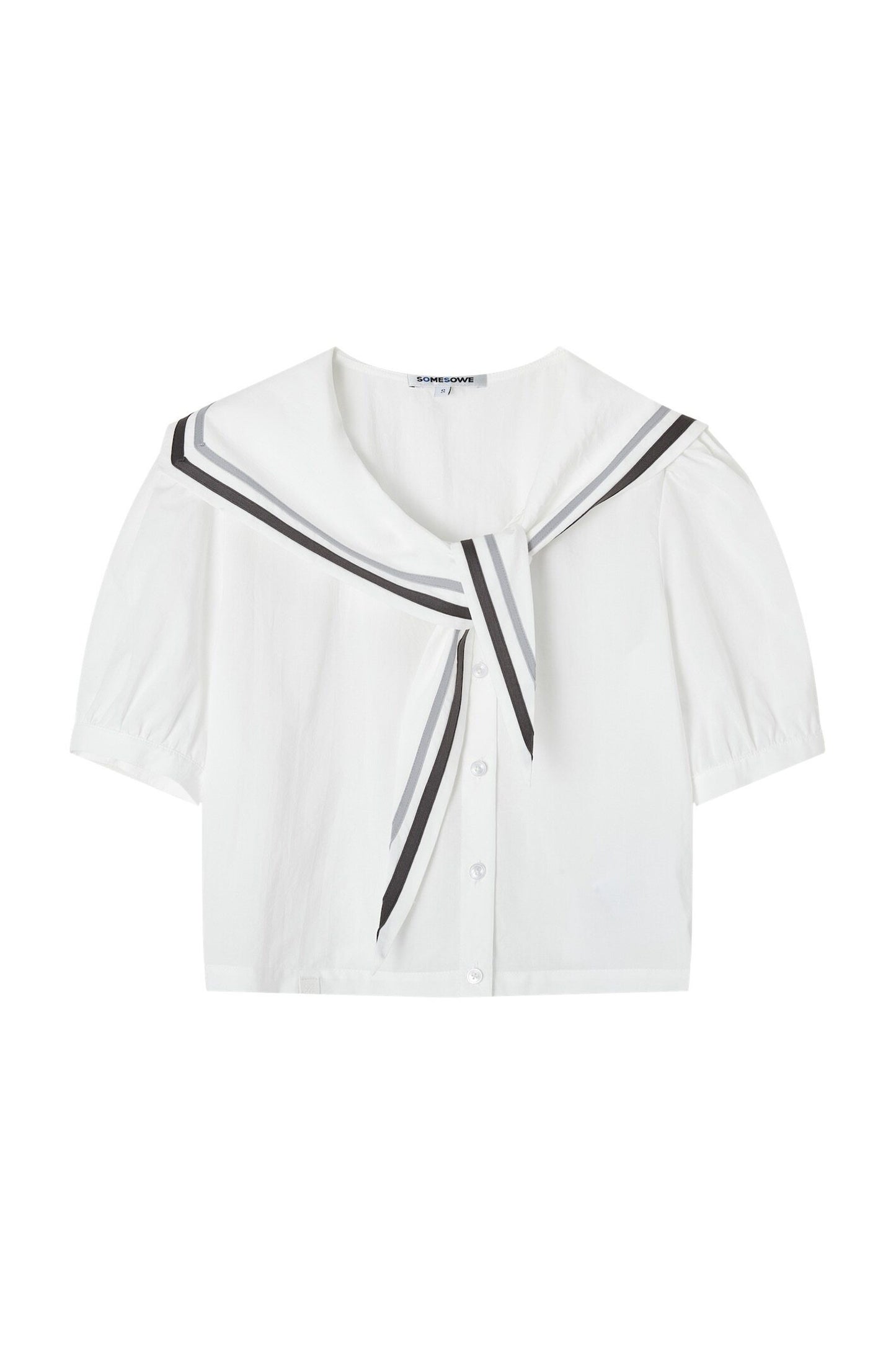Nautical Sailor Collar Short Sleeve Shirt
