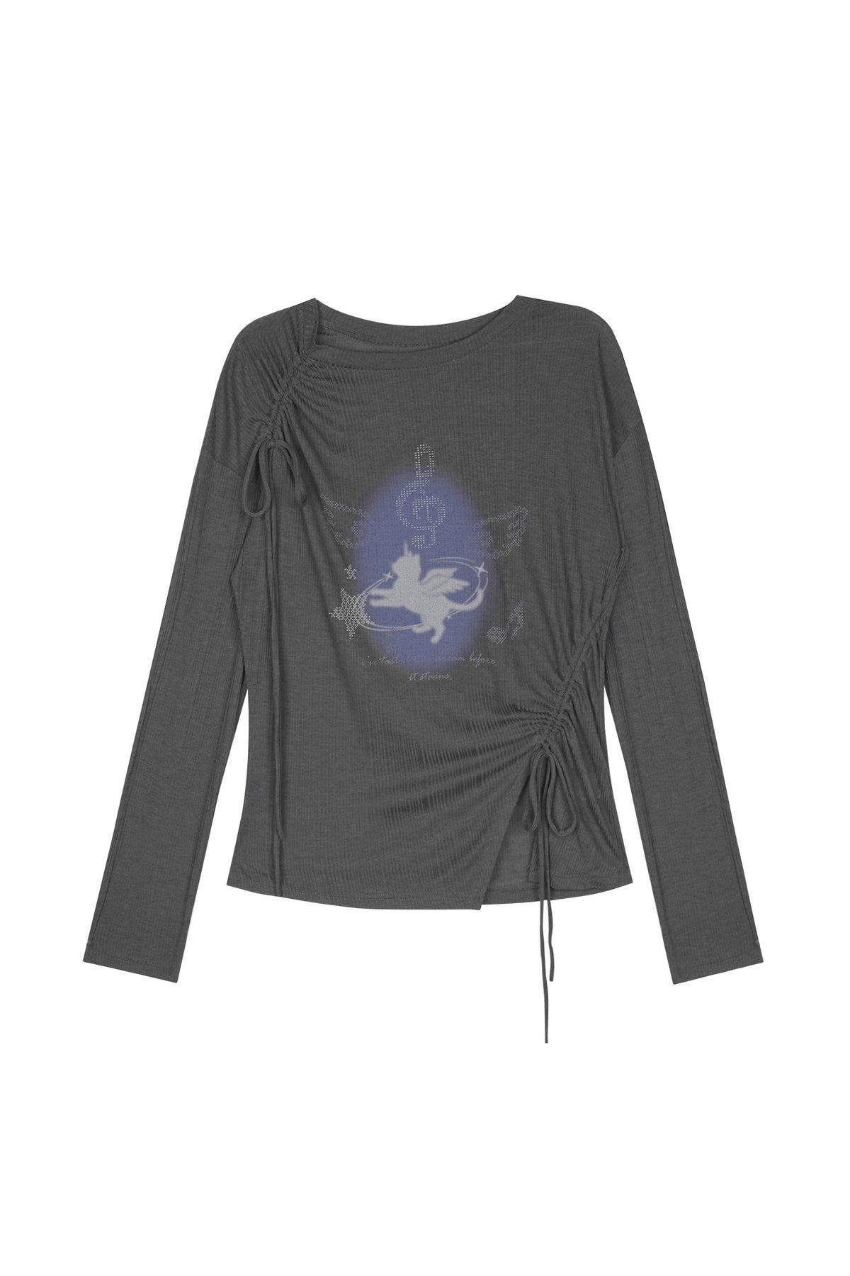 Gray Unicorn Drawstring T-Shirt