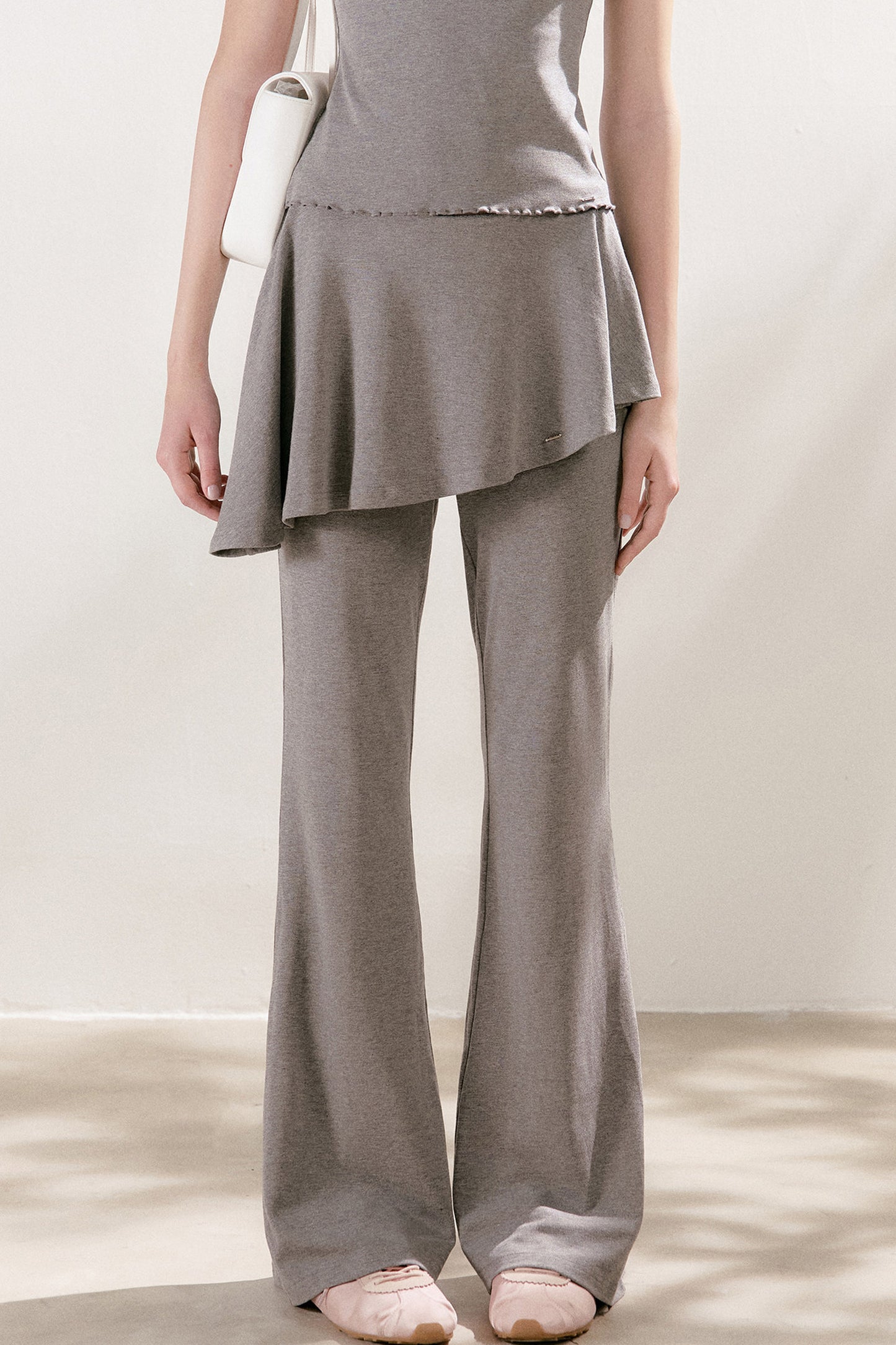 French Lace U-Neck Peplum Top and Flared Pants Set-Up