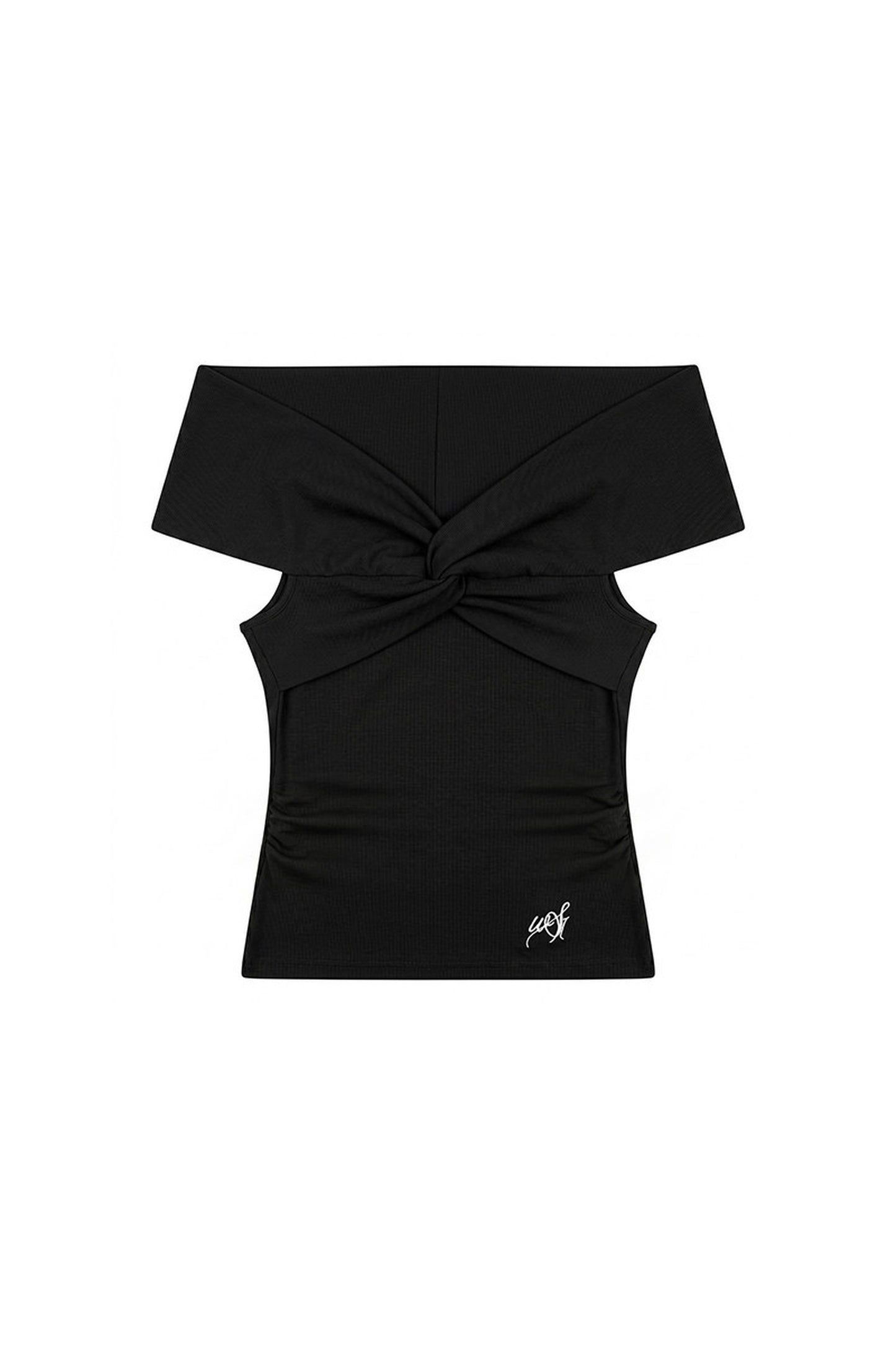 Black Knitted Off-Shoulder Top and Pink Skirt Set-Up