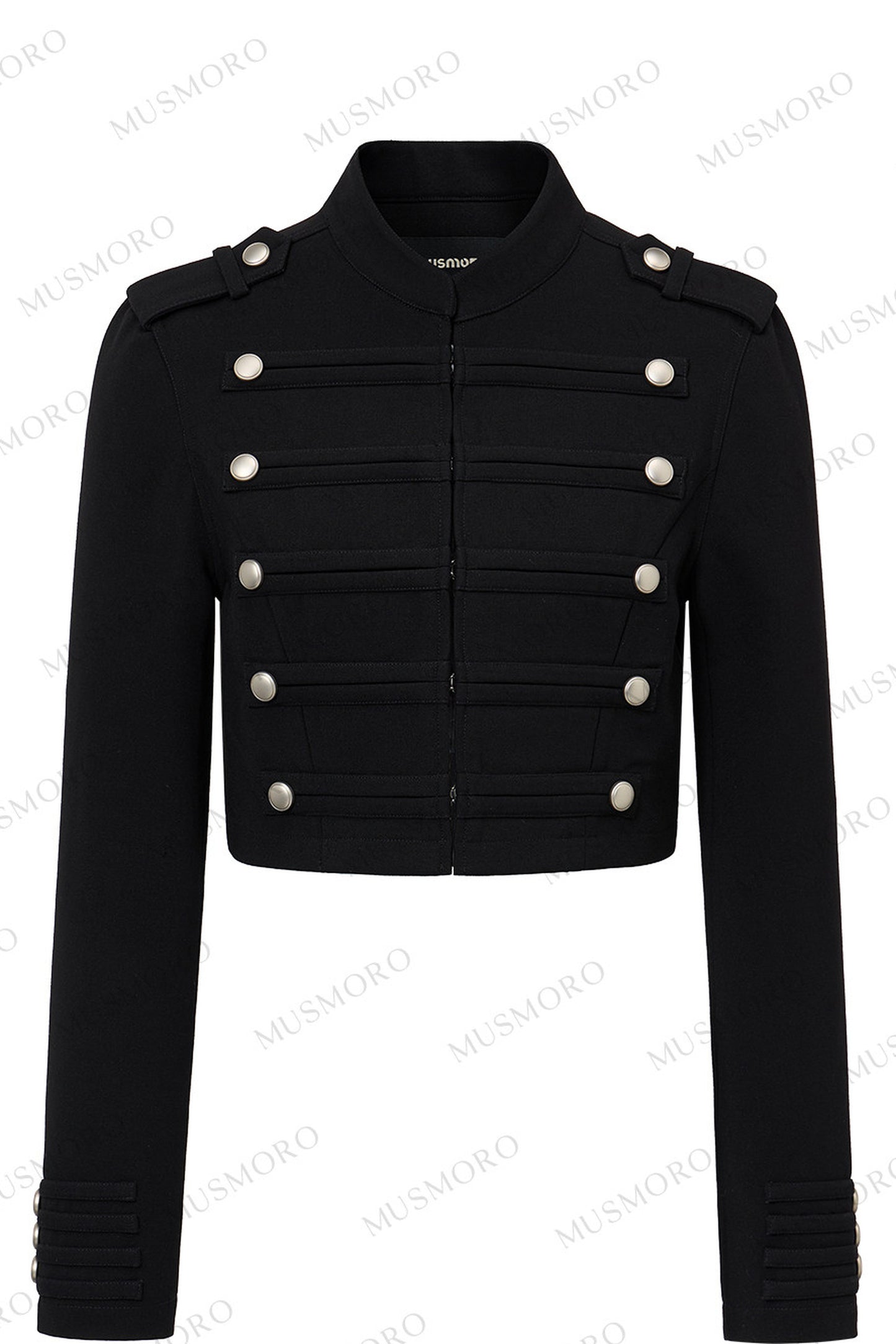 Double-Breasted Metal Button Stand Collar Short Jacket