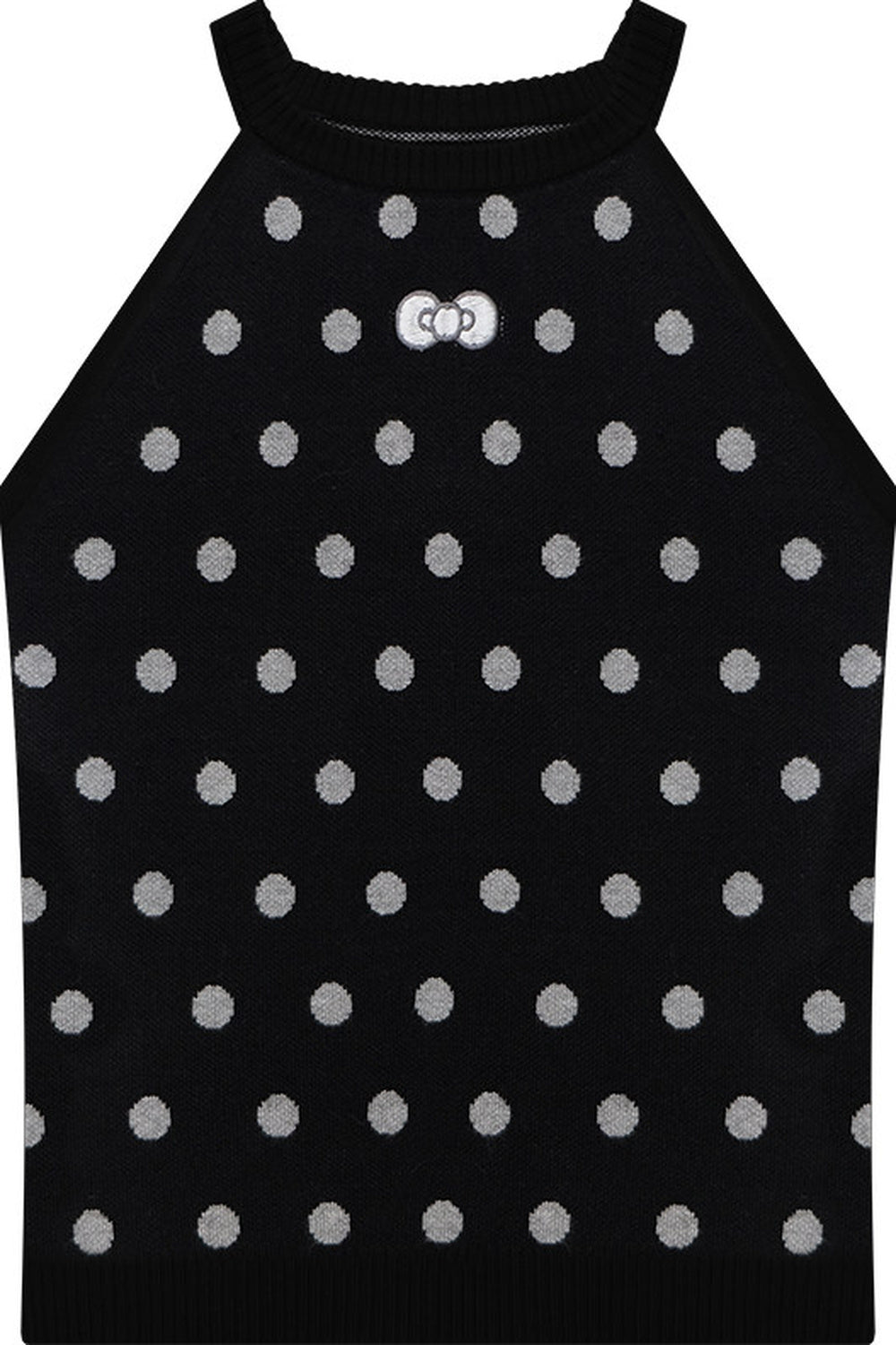 Top all’americana in maglia nero a pois
