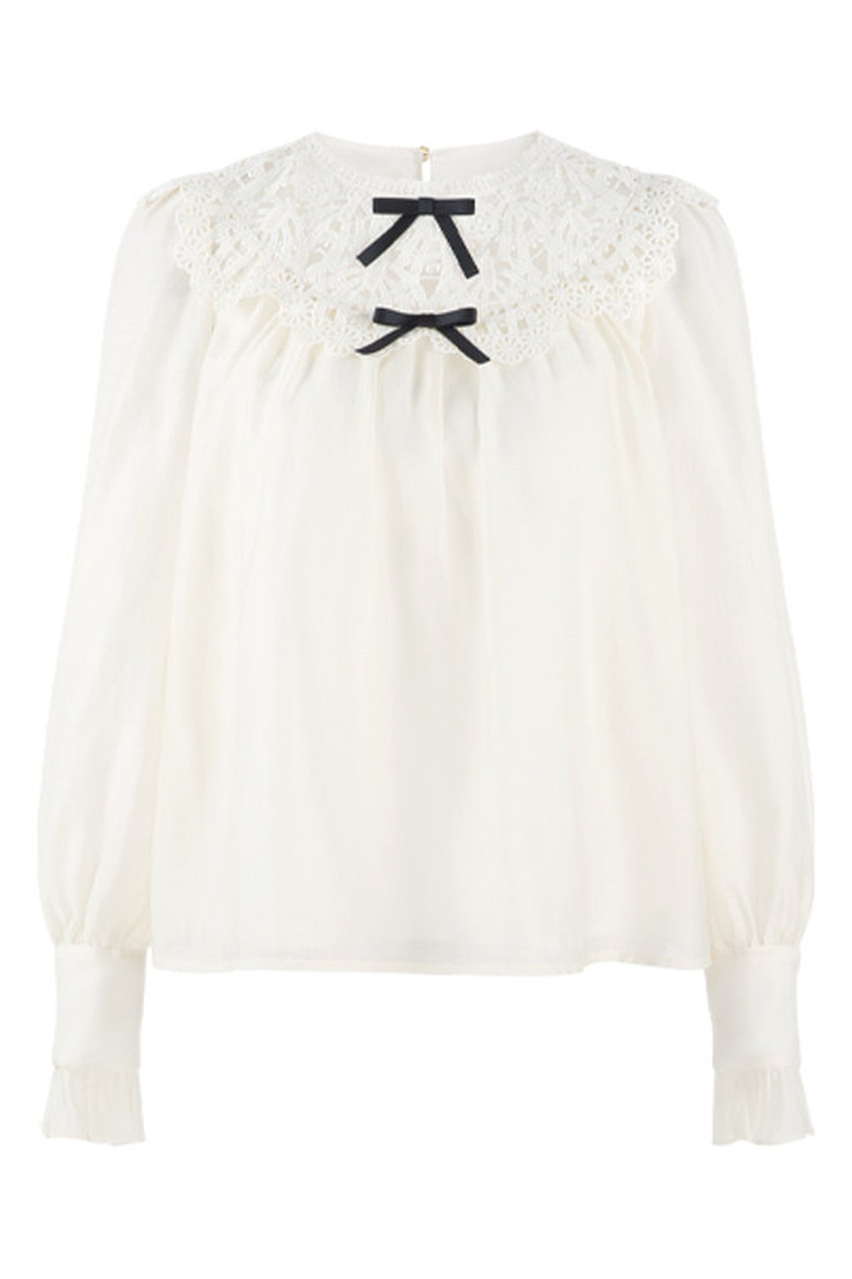 Apricot Lace Long-Sleeve Shirt and Skirt Set-Up