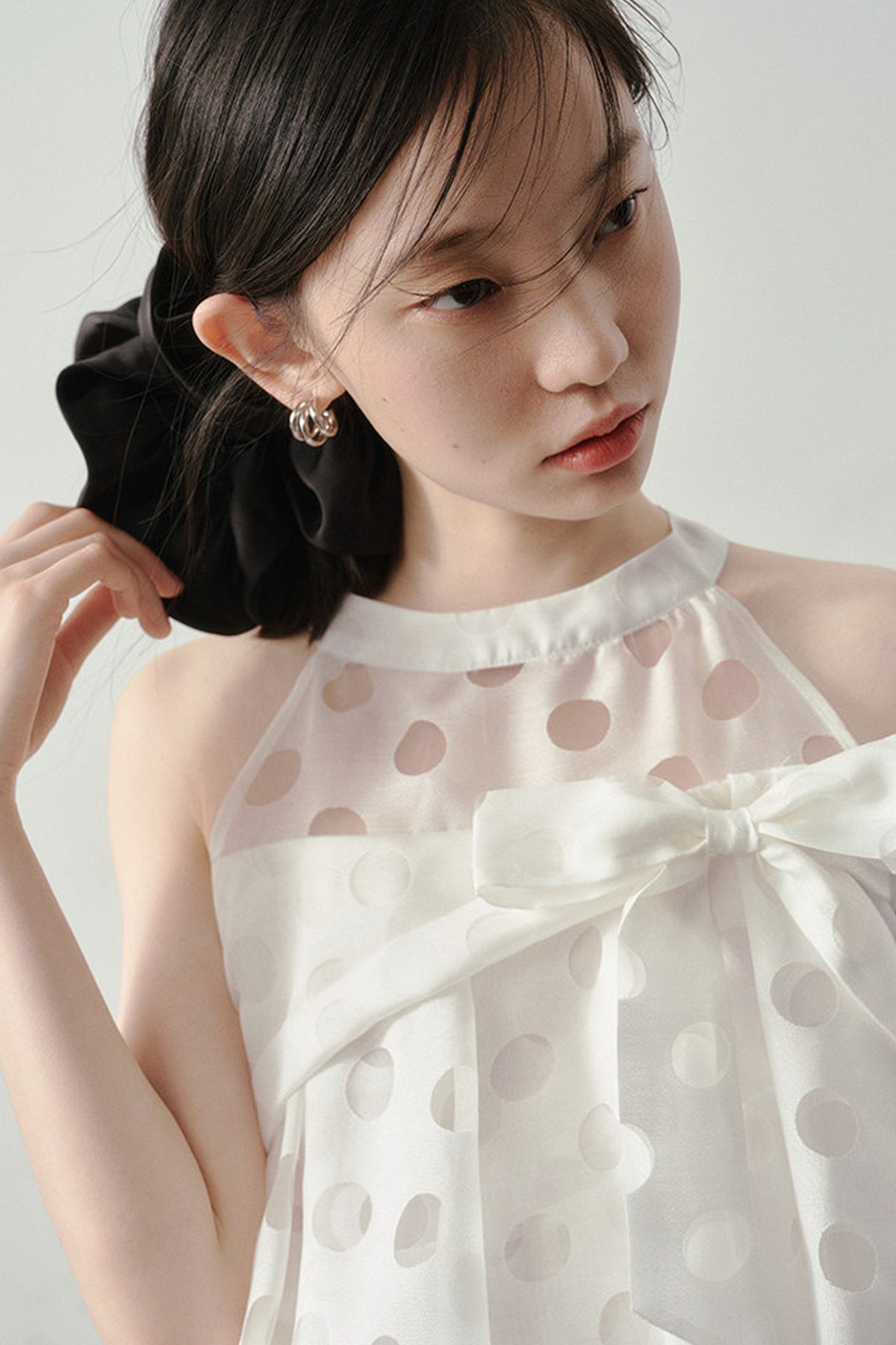 Polka Dot Ruffle Halter Dress