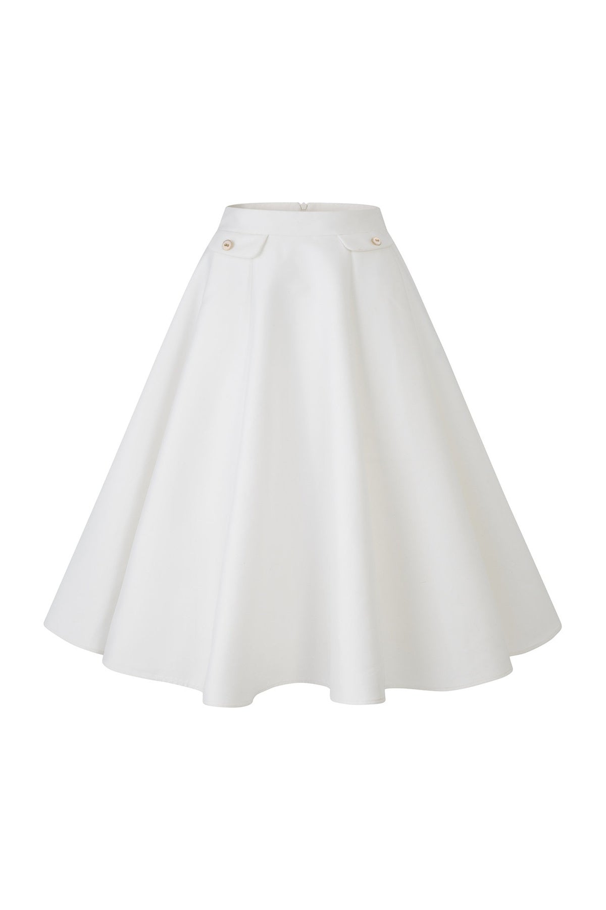High-Waisted Pleated Mid-Length Skirt