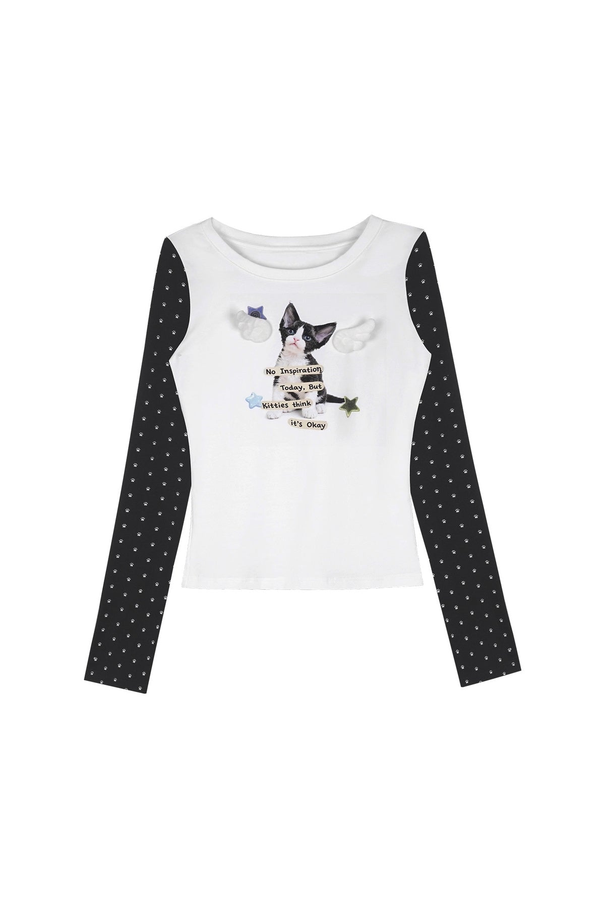 Cat Print Waist-Cinching T-Shirt