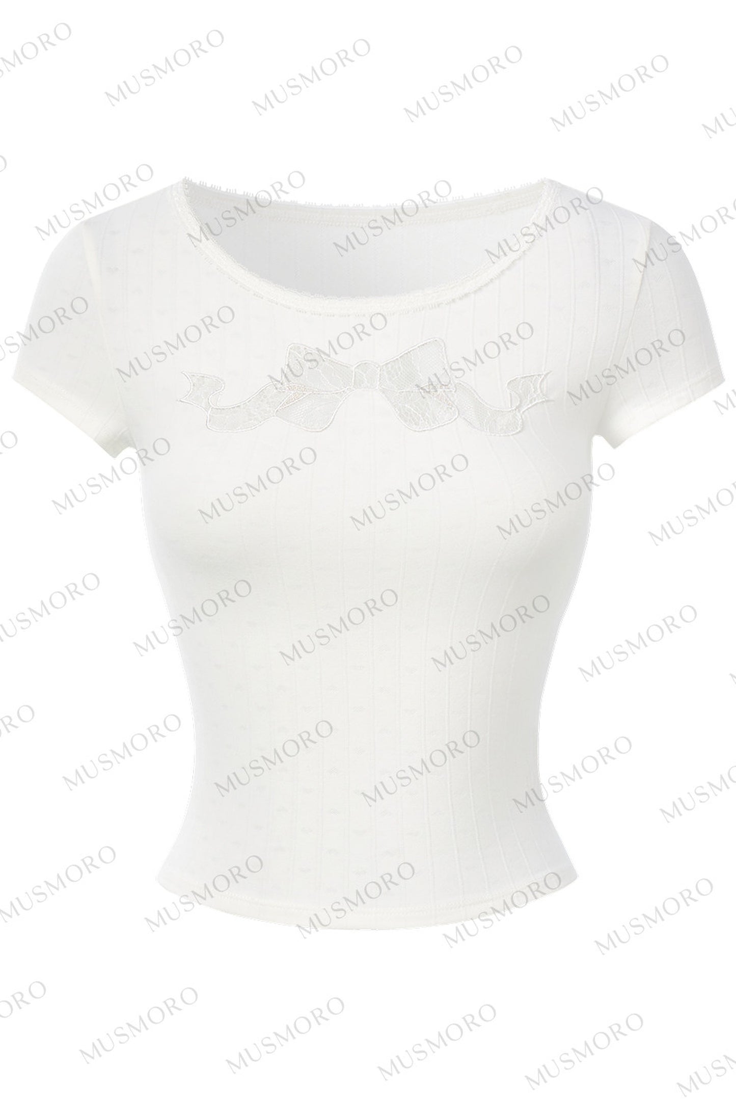 T-shirt a maniche corte con fiocco, laccetti e cut-out