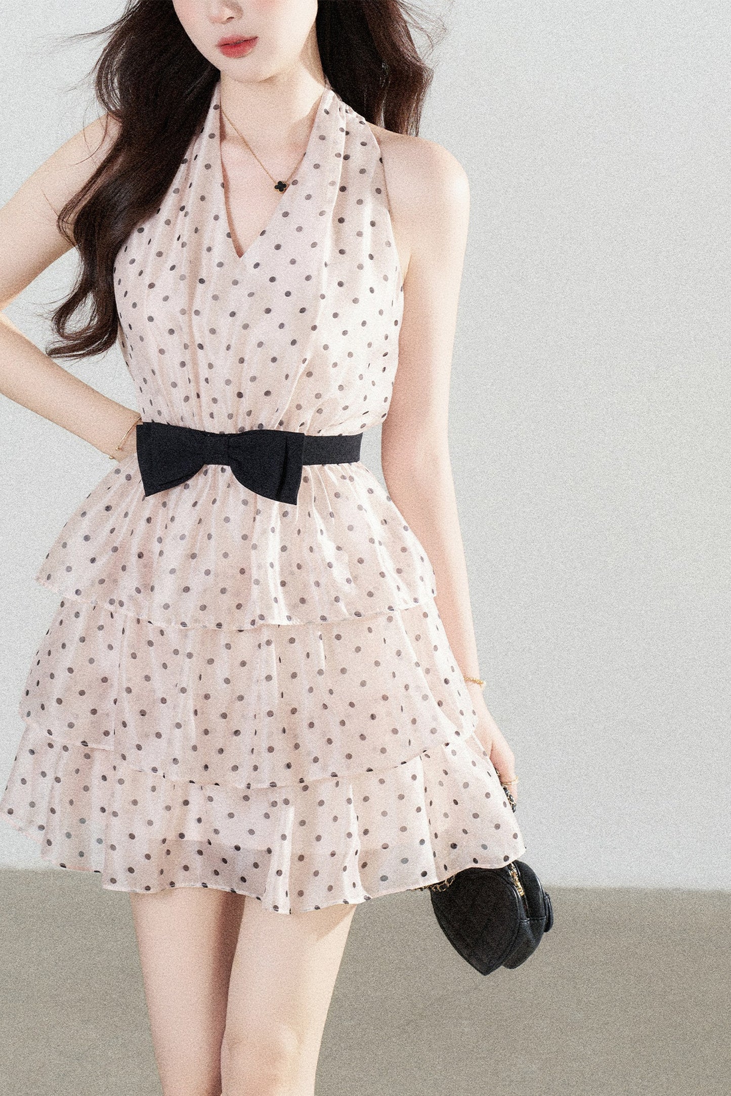 Pink Polka Dot Chiffon Dress