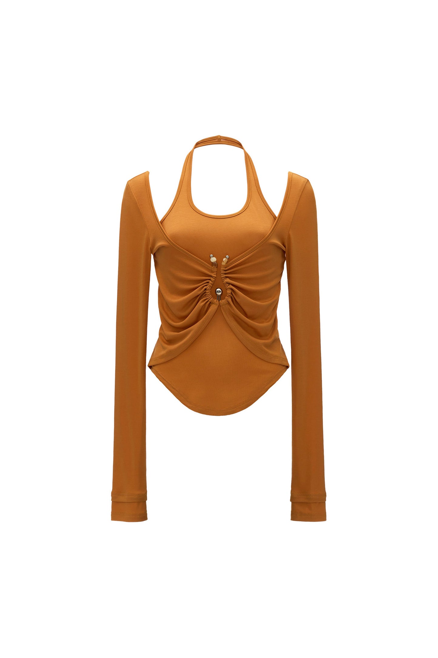 Ruched Waist Long Sleeve Tencel Top