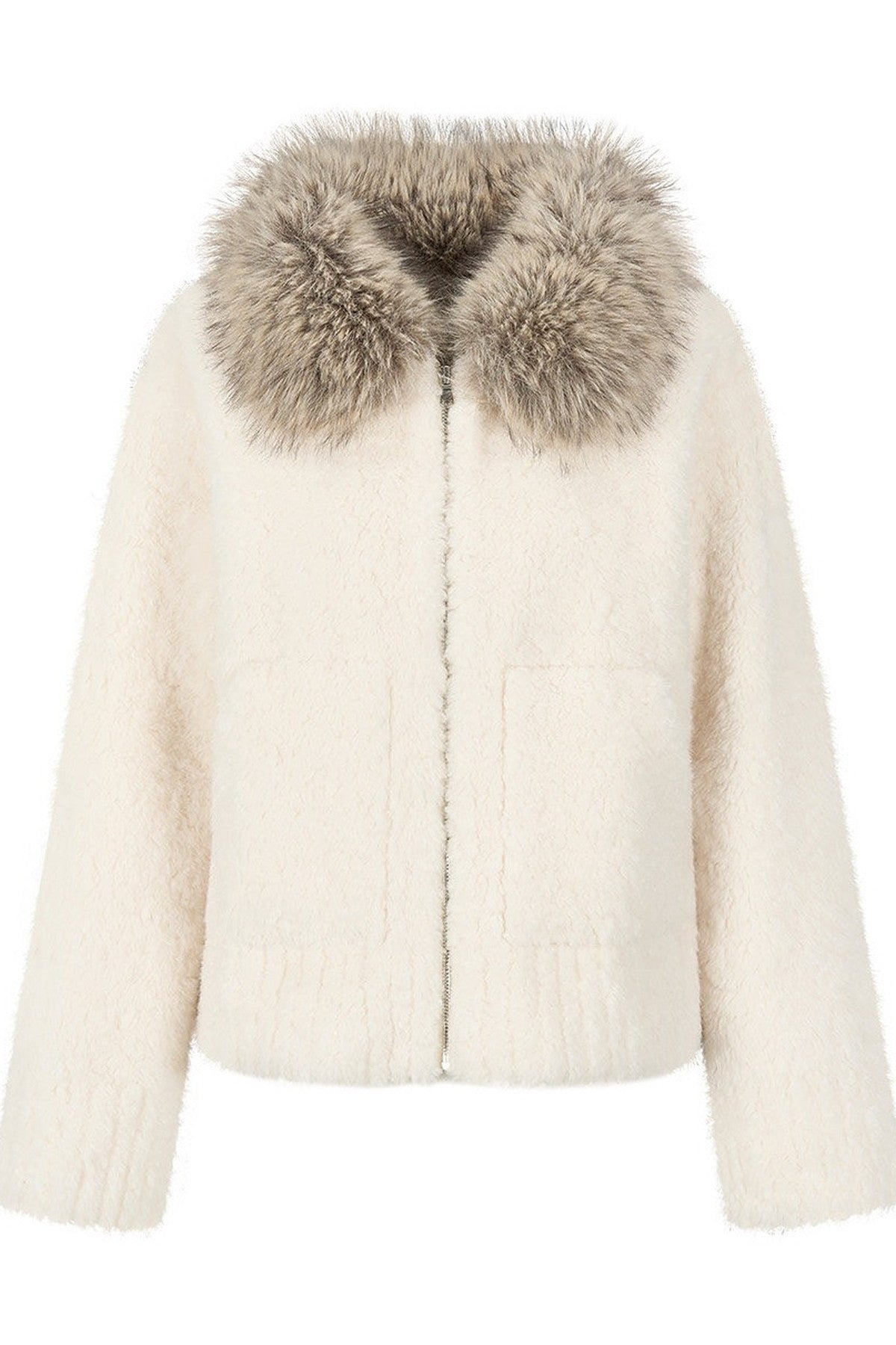 Micro-Loose Fur Collar Faux Fur Jacket