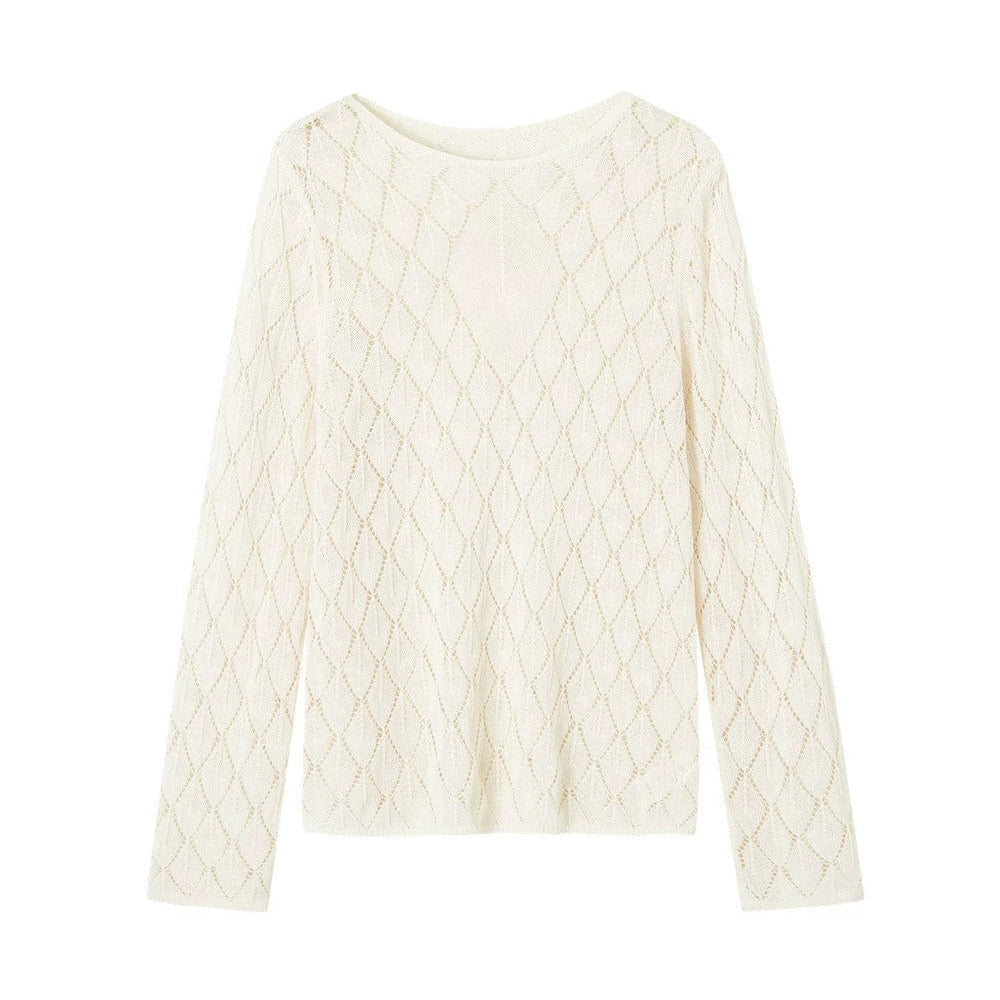 Japanese Paper Yarn Lattice Sweater