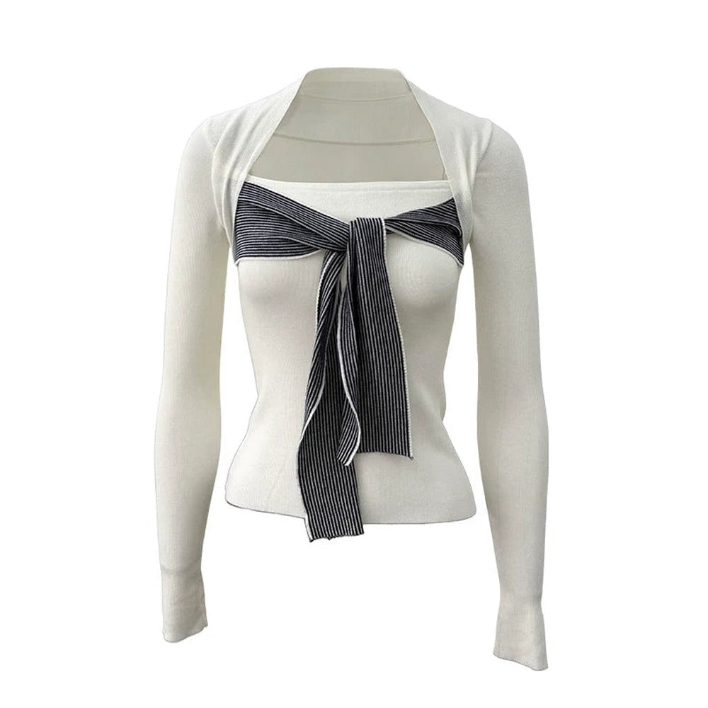 Faux Two-Piece Knit Top