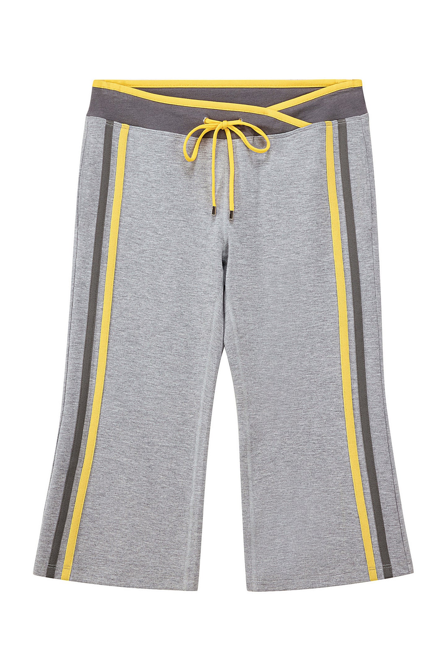 Low-Waist Color-Block Drawstring Knit Capri Pants
