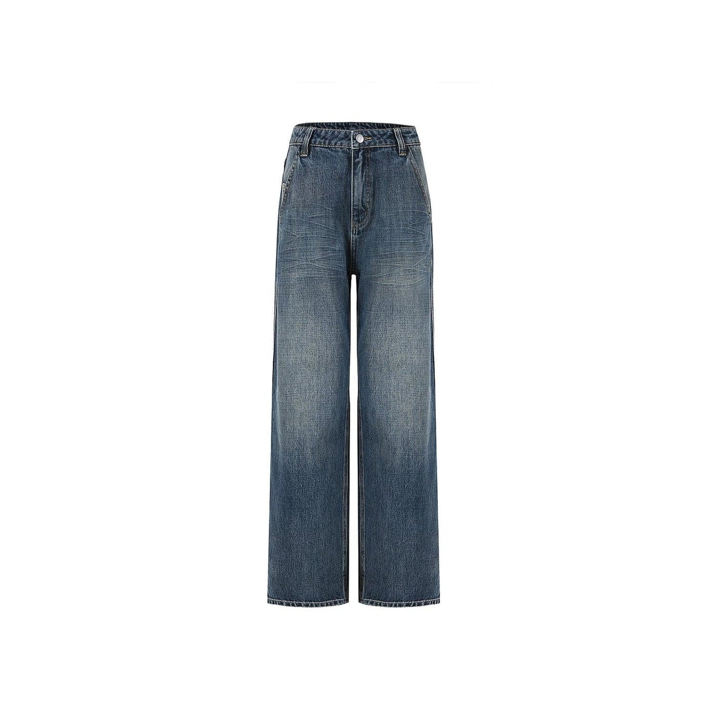 Jeans retrò a vita alta slavati a gamba larga