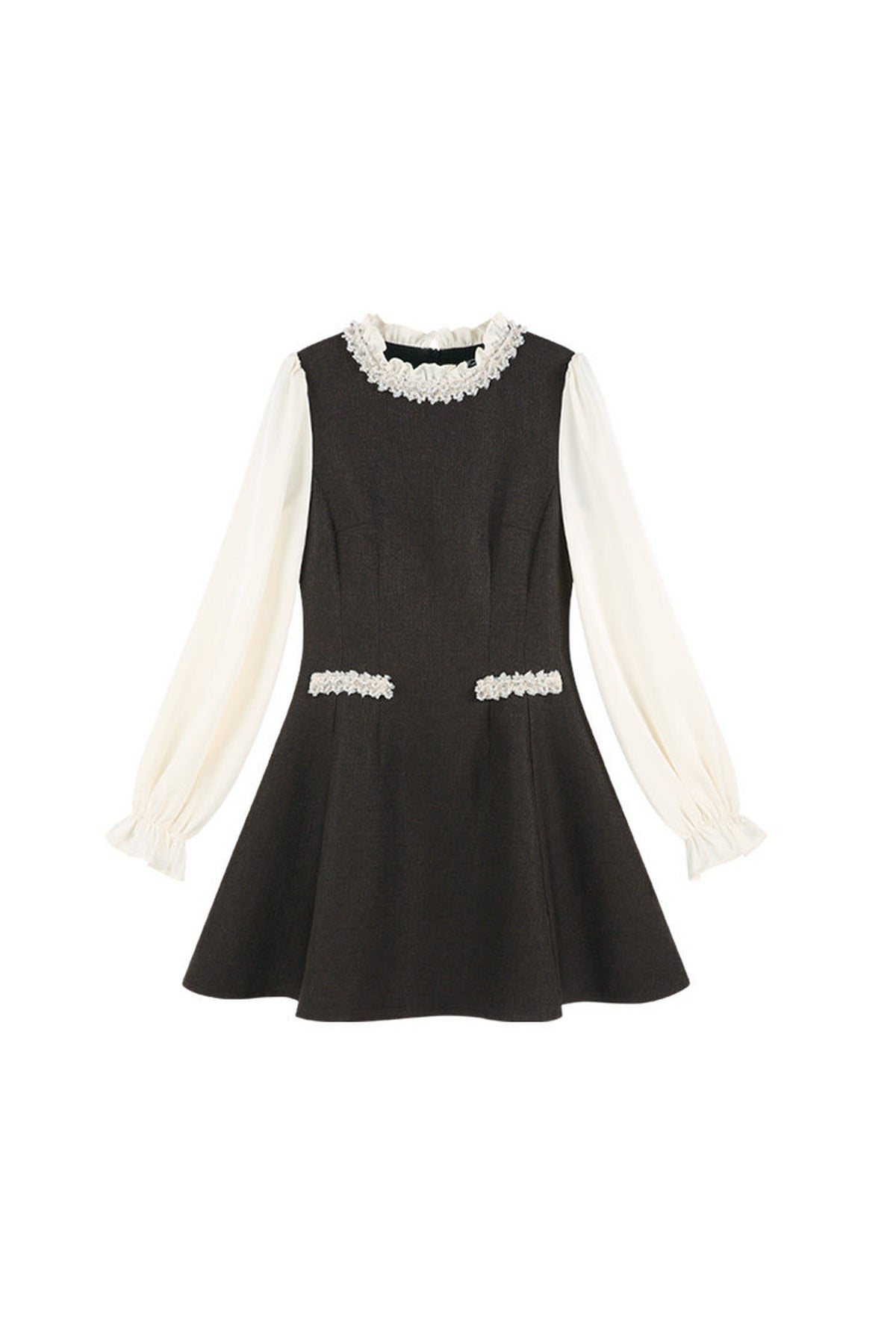 French-Style Long-Sleeve A-Line Dress