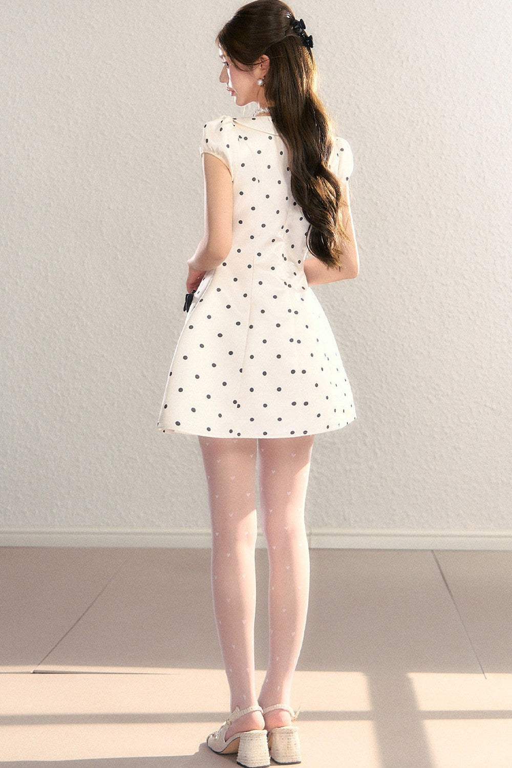 Elegant French Polka Dot A-Line Dress