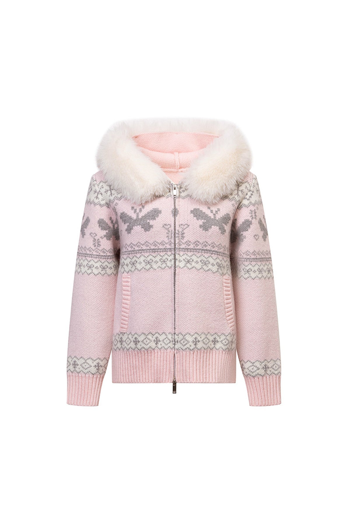 Pink Butterfly Fair Isle Cardigan