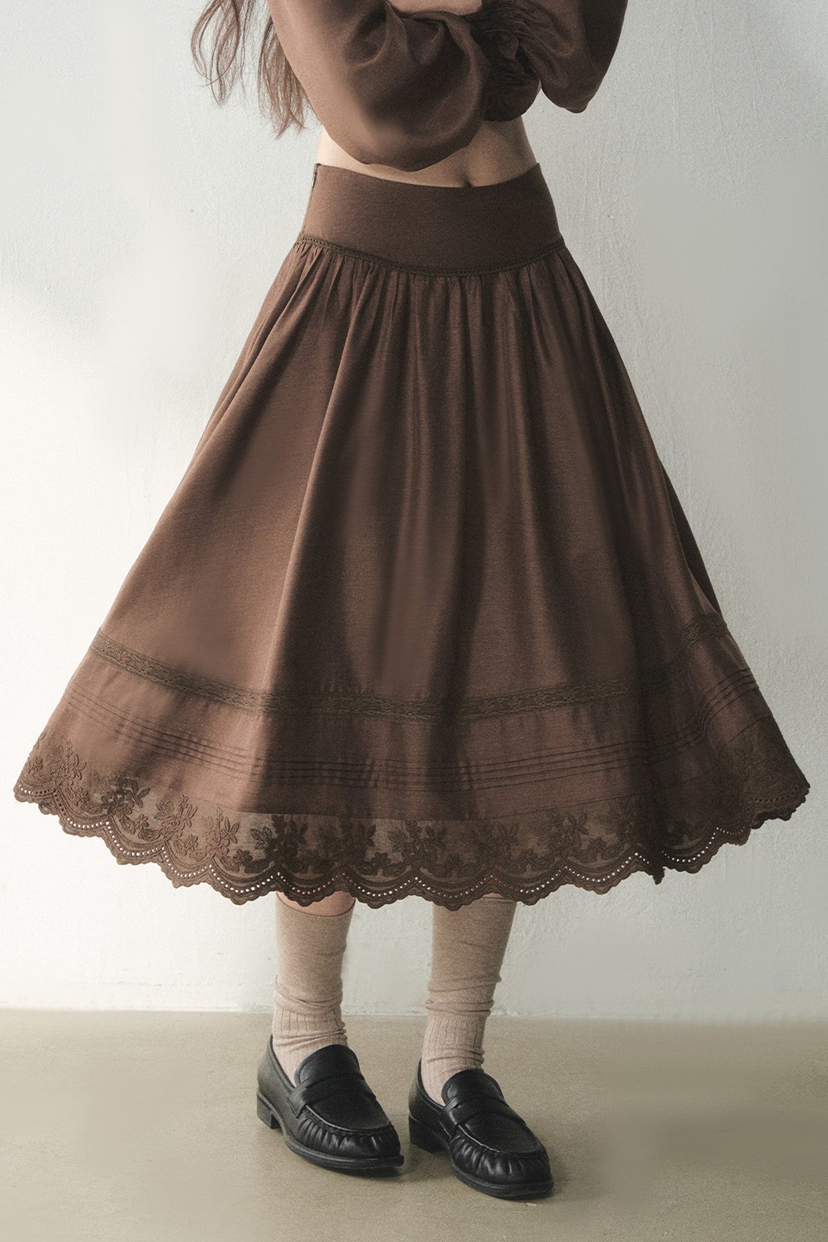 Ruffled Lyocell Shirt and Skirt Set-Up