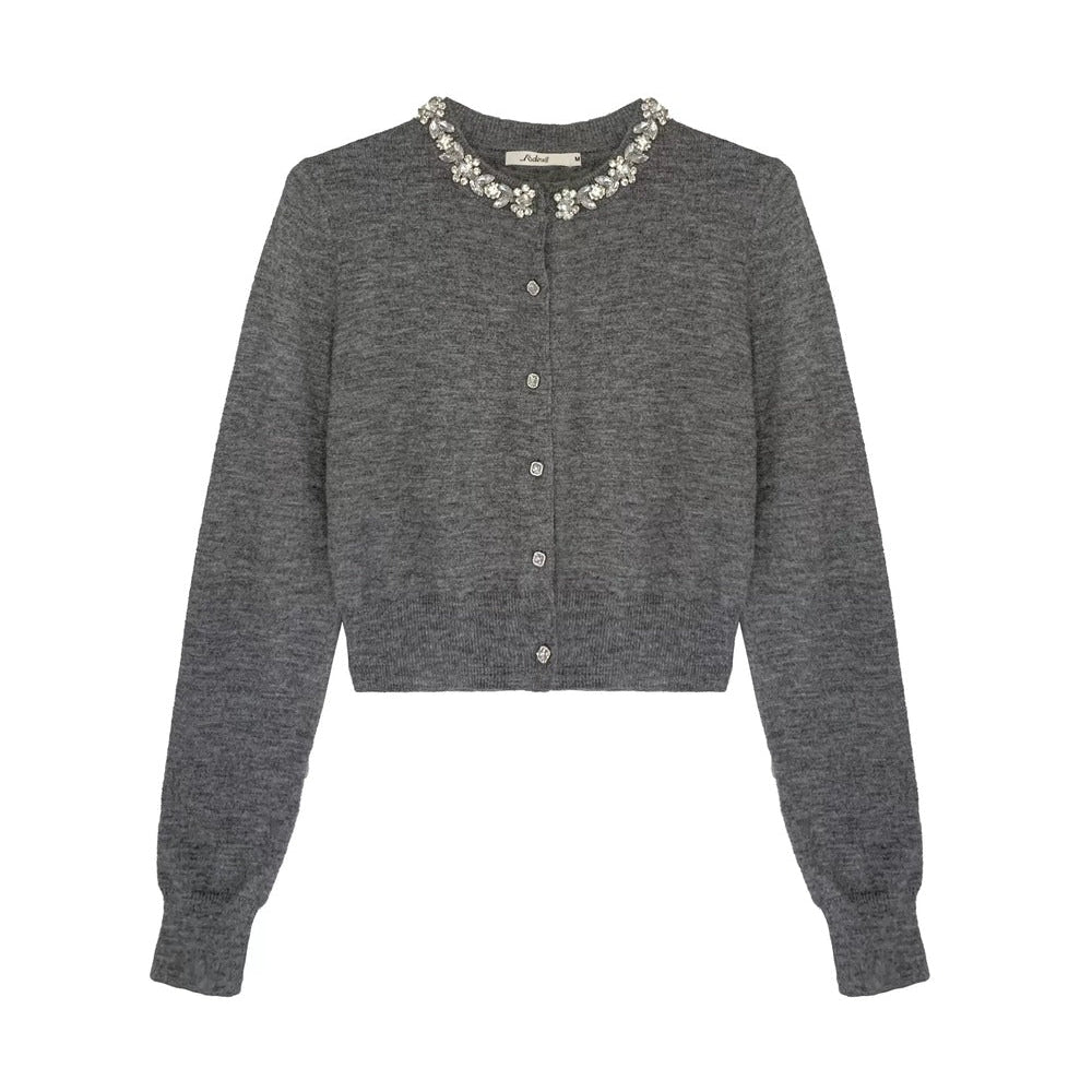 Diamond Knit Cardigan Suede Skirt Set-Up