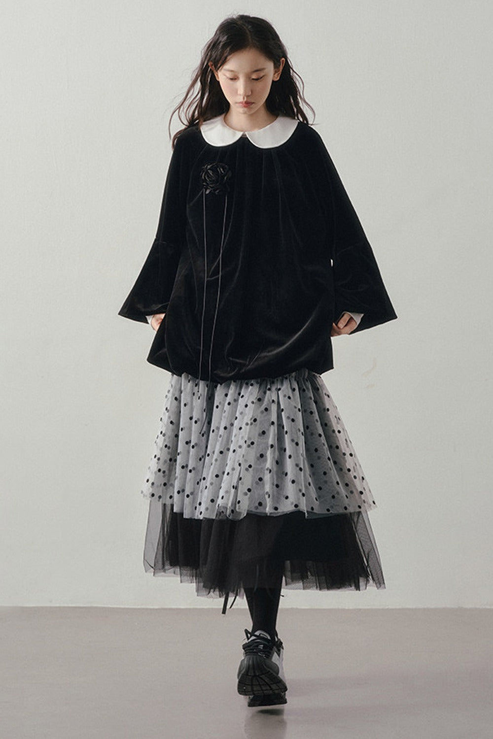 Polka Dot Patchwork Tulle Skirt