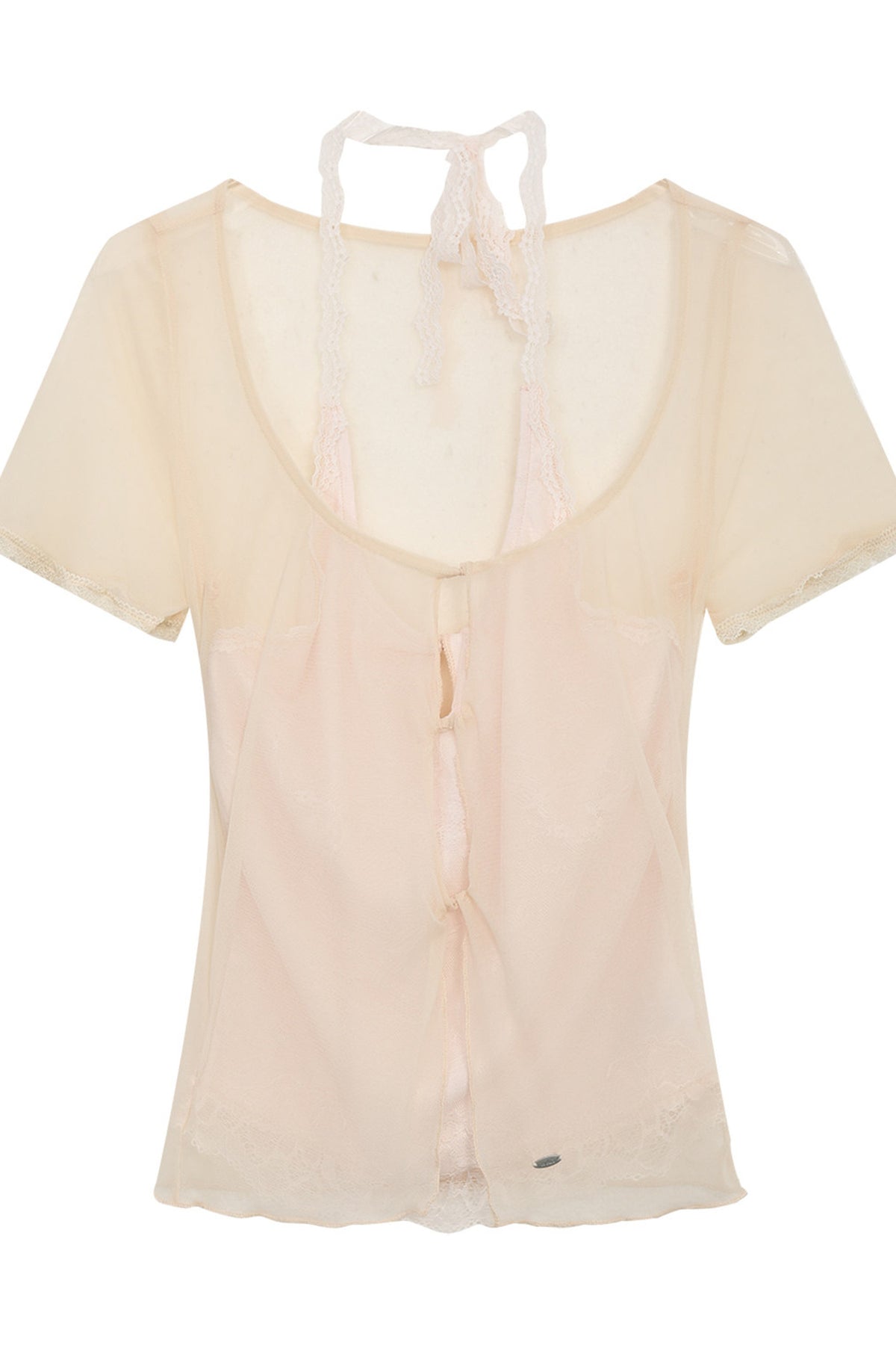 Lace Halter Layered-Look Blouse