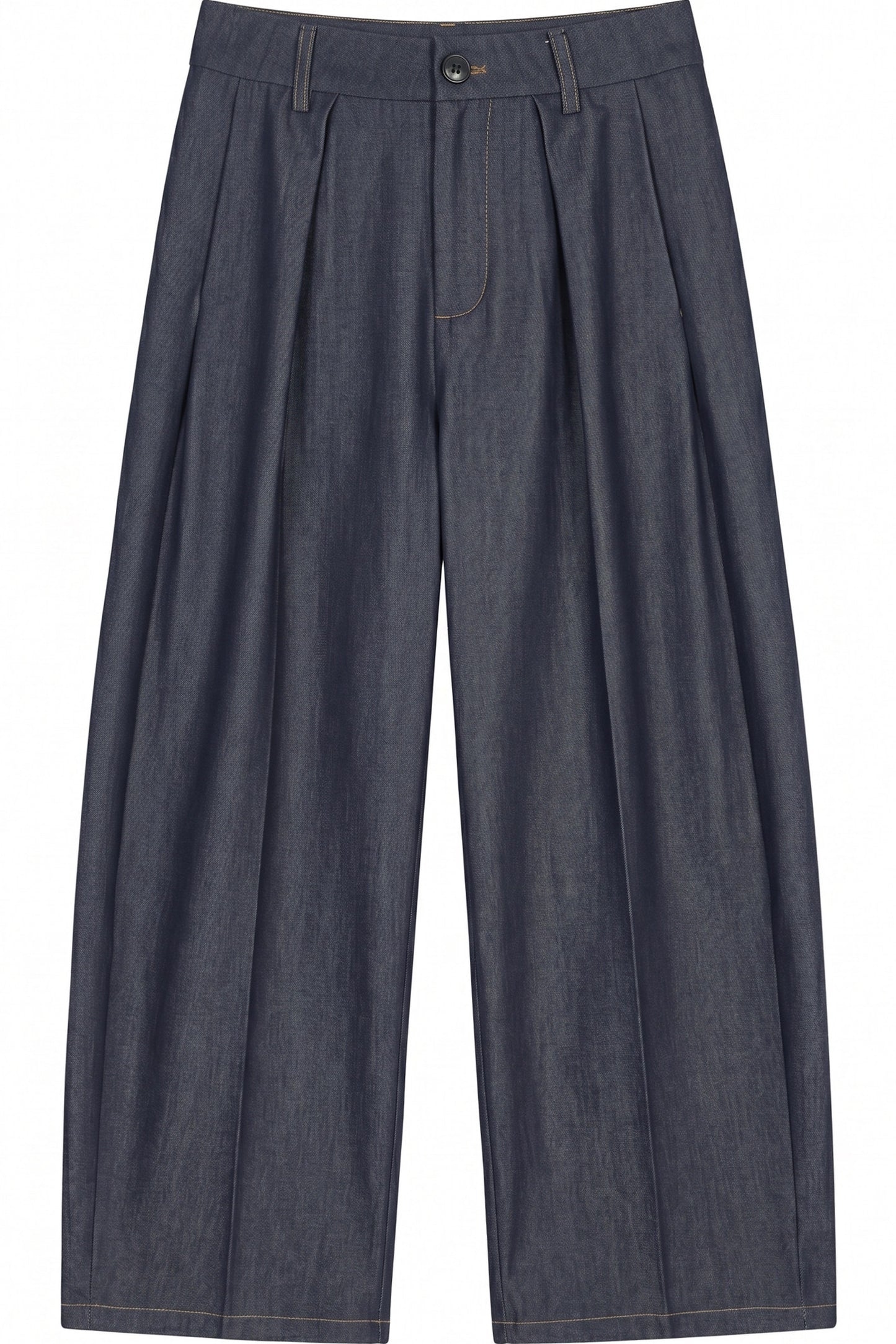 Doll Collar Faux Denim Set-Up
