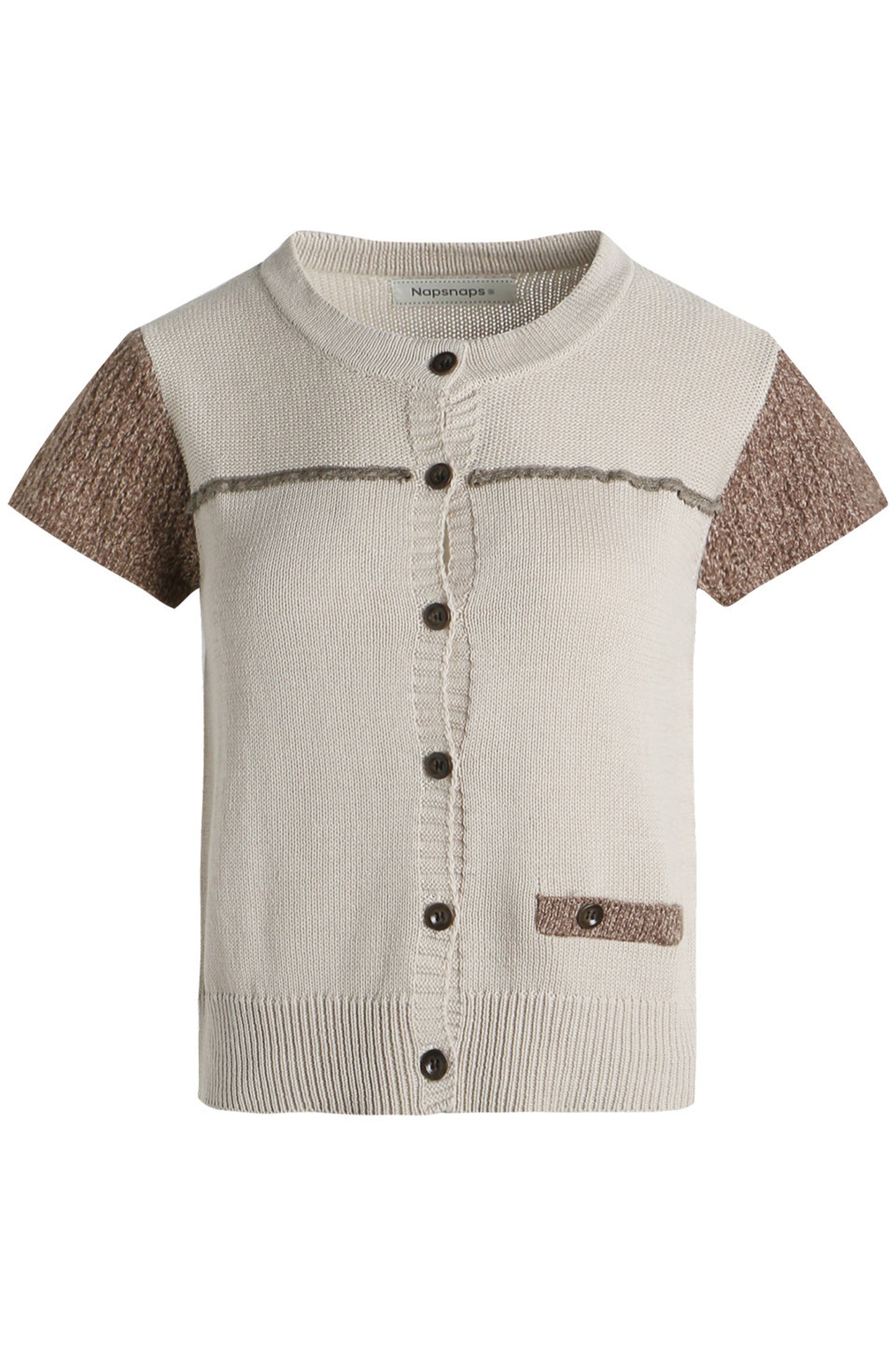 Kurzärmelige Strickjacke mit Lochmuster