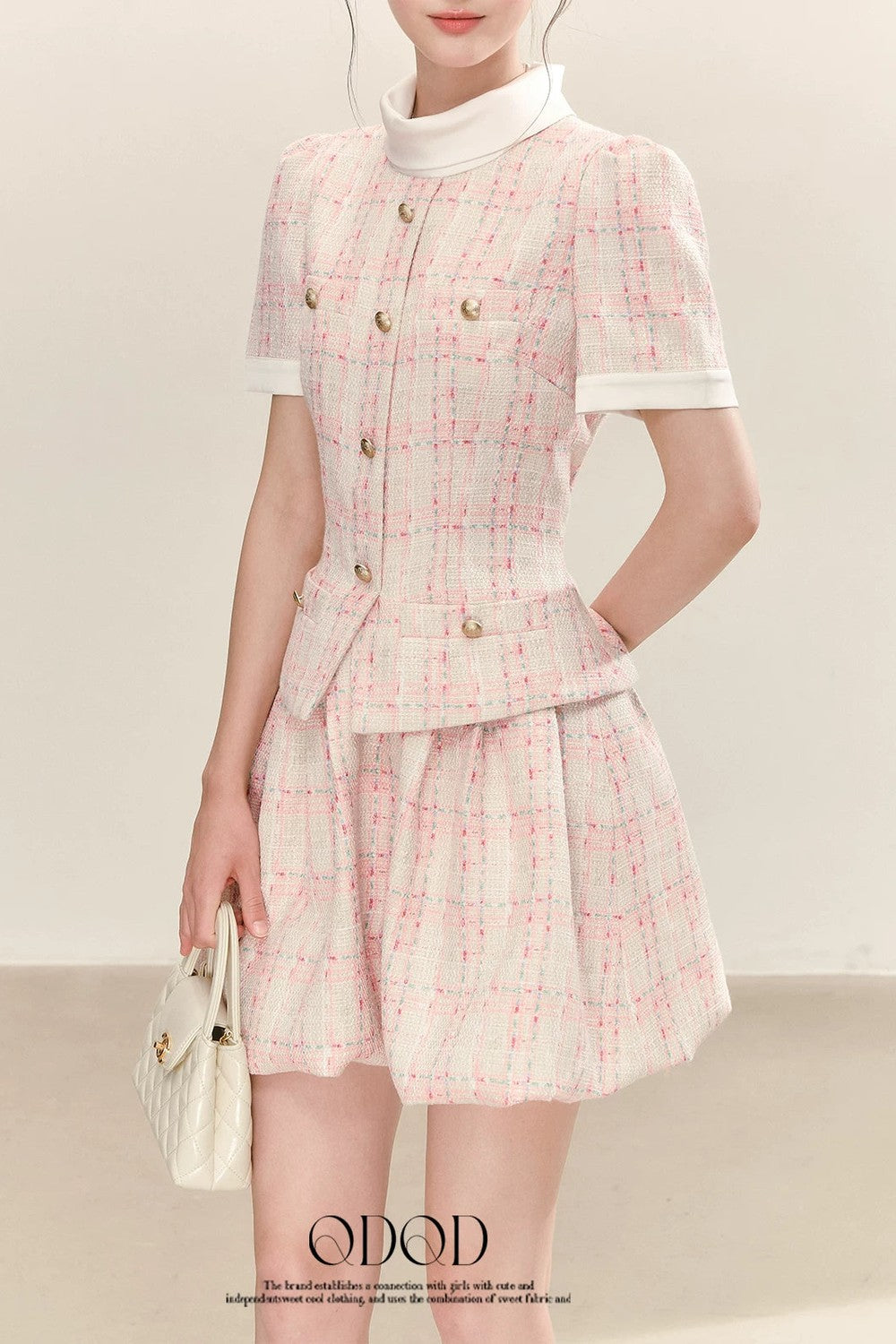 Pink Plaid Flower Bud Dress