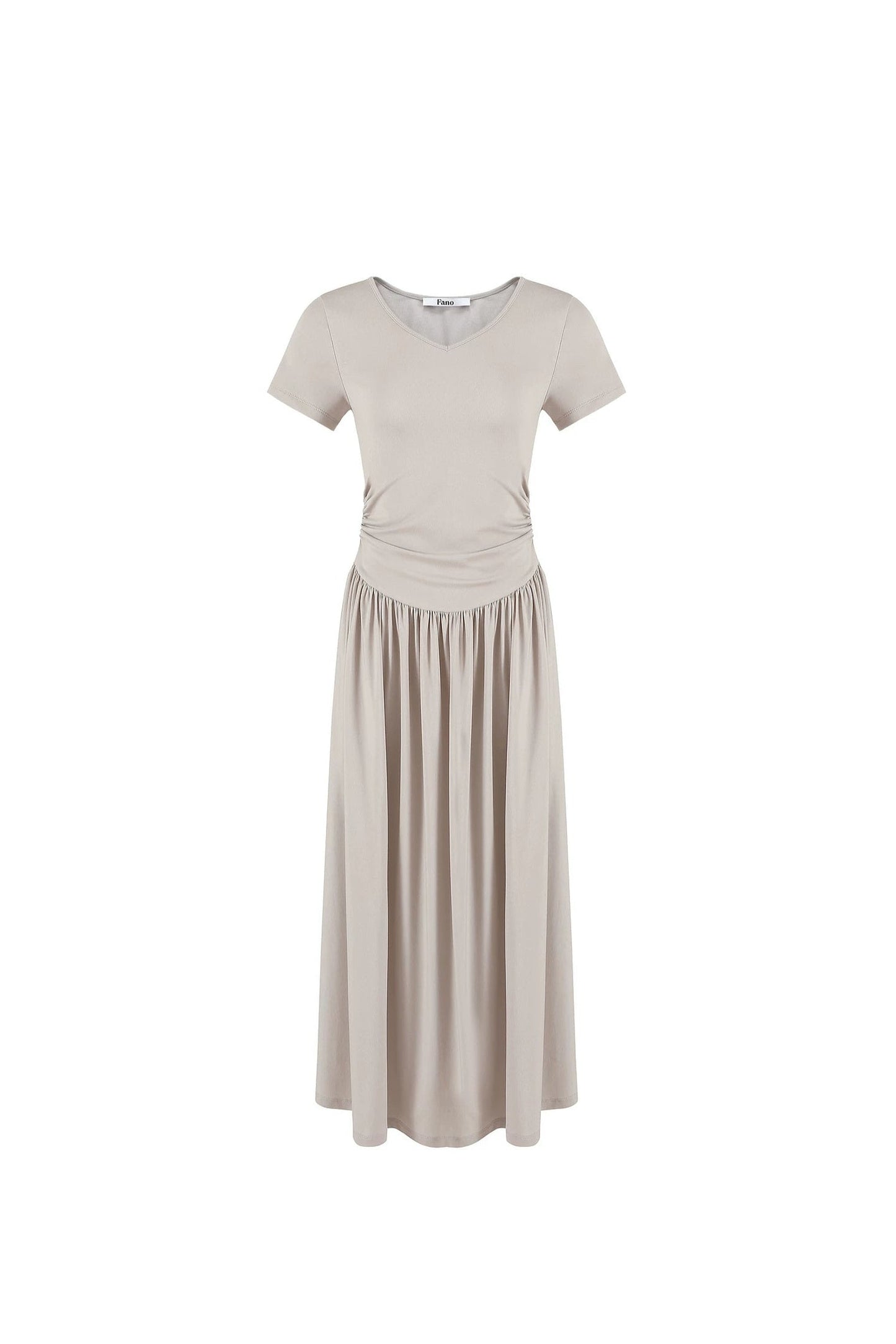 Plissiertes V-Ausschnitt-Patchwork-Kleid