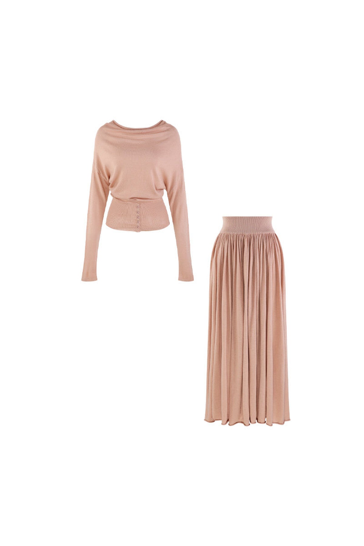 Long Sleeve Knit Top and Skirt Set