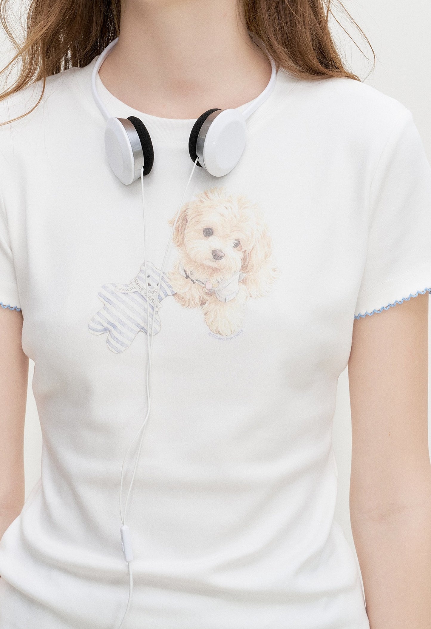 Puppy Print Color-Block Blouse