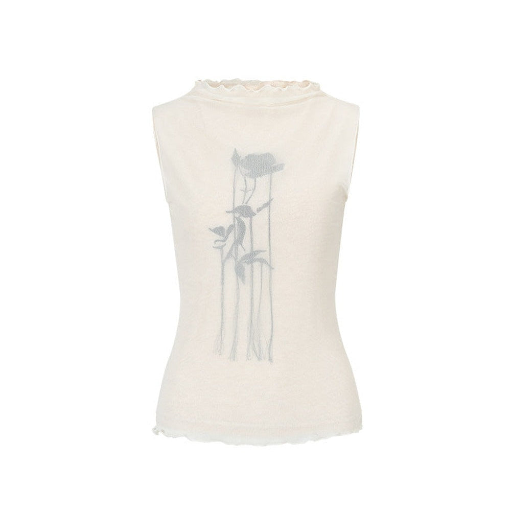 Top in Maglia con Ricamo e Nappe