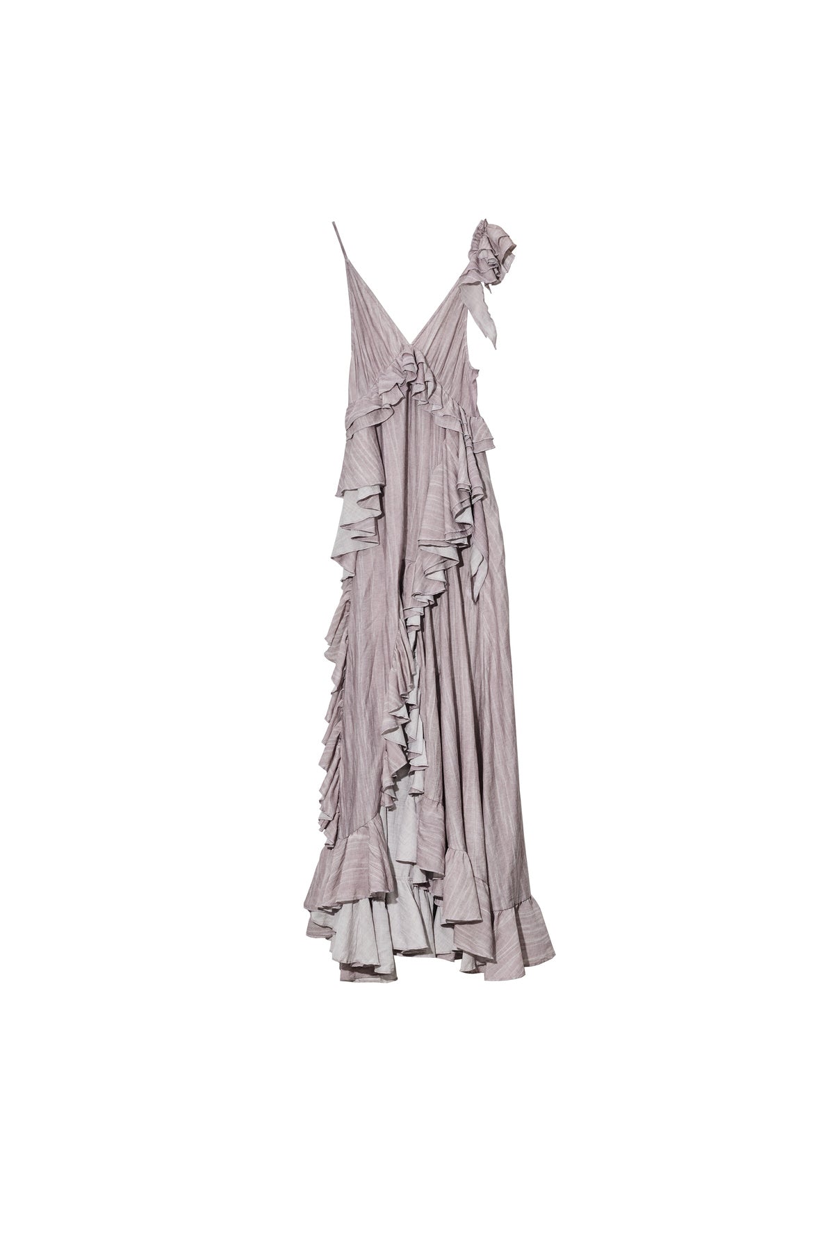 Dirty Pink Irregular Ruffle Strap Dress