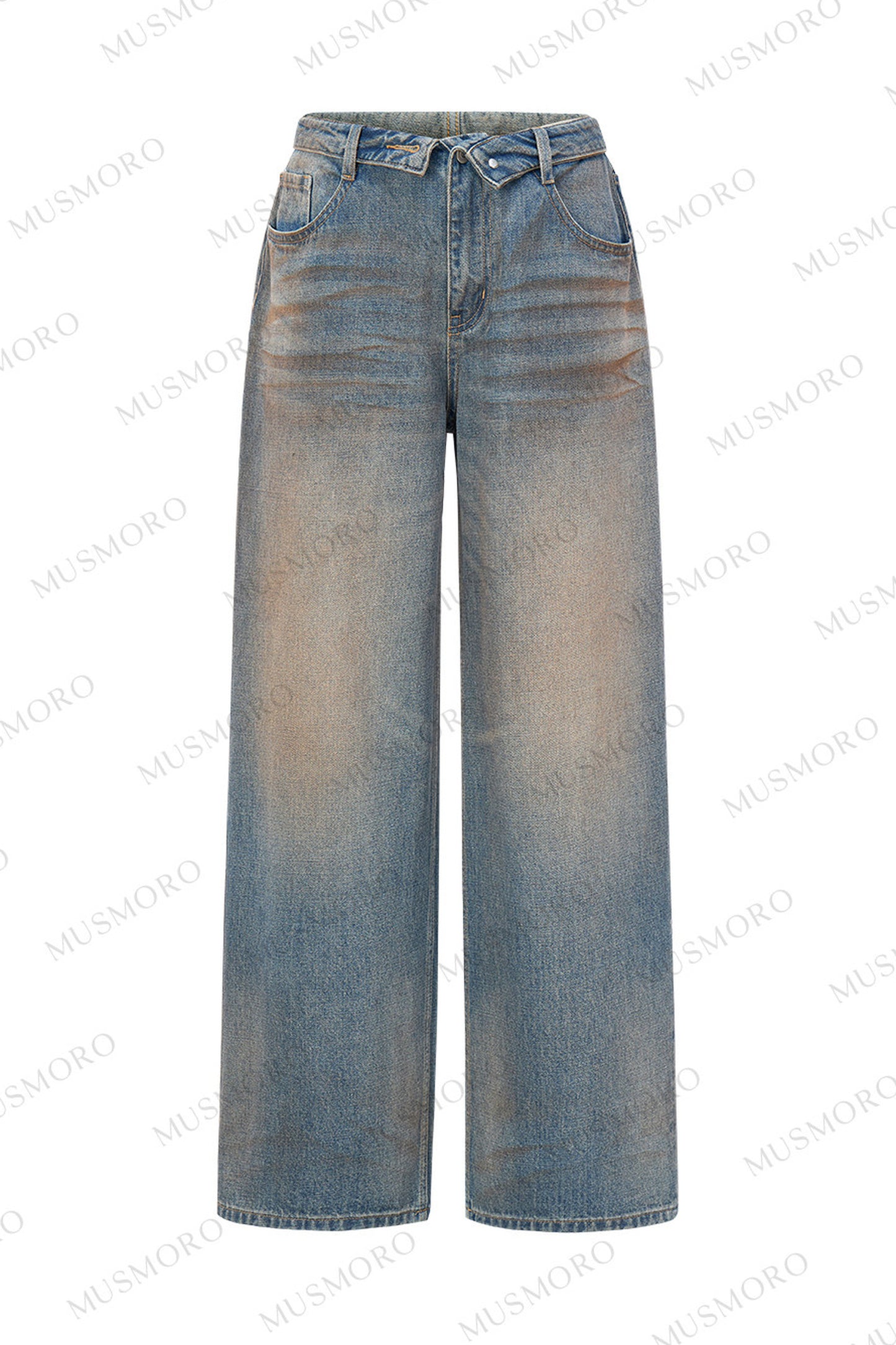Low-Rise Complex Denim Pants