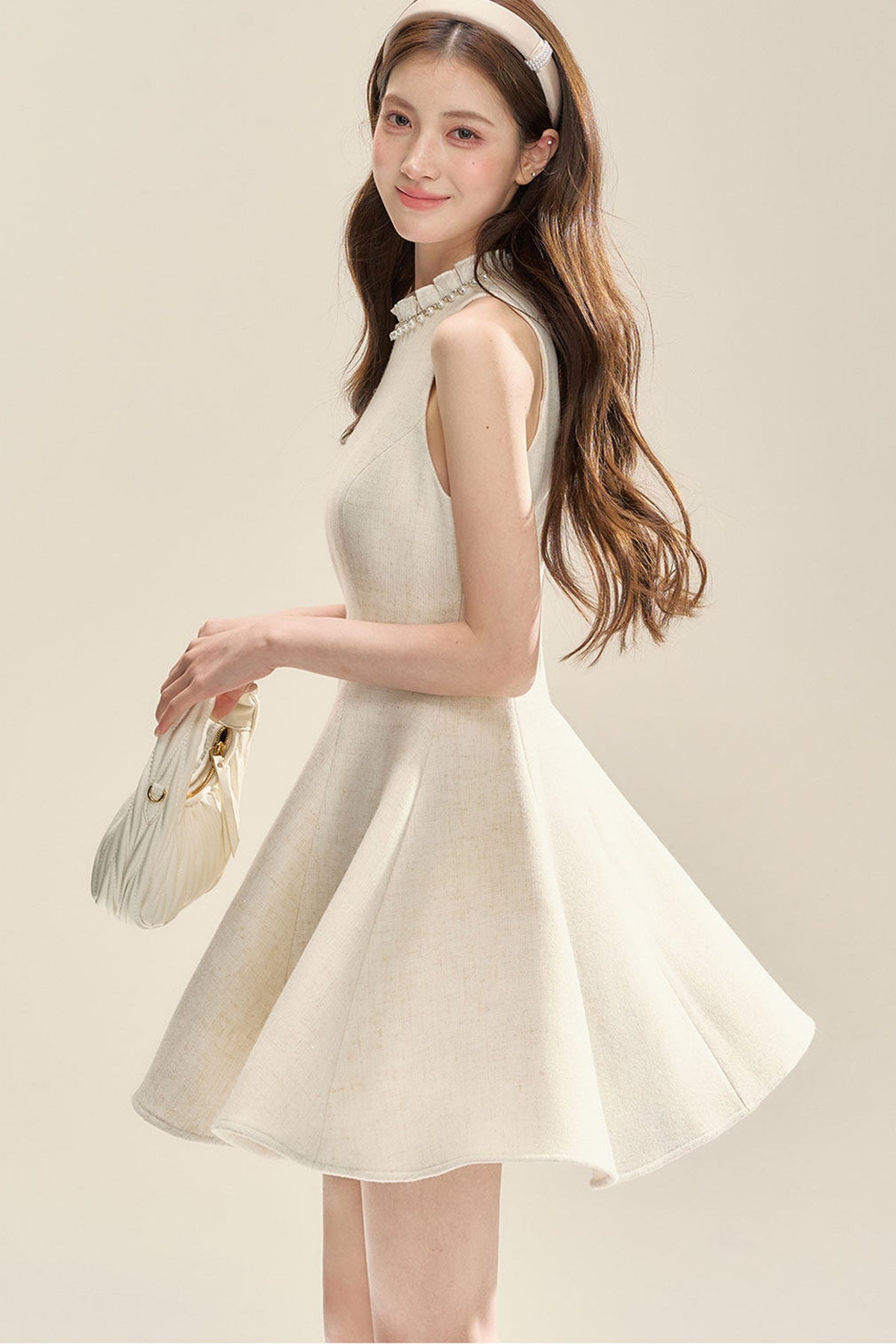 Ruffled Collar Jacket and Dress Set-Up