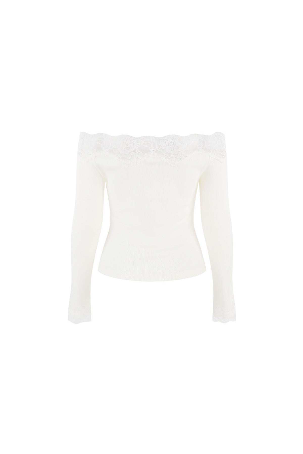 One-Shoulder Lace Knit Top and Jeans Set-Up