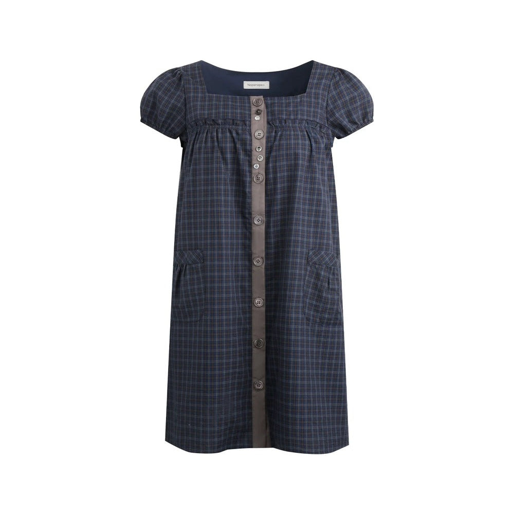 Plaid Puff Sleeve Babydoll Dress