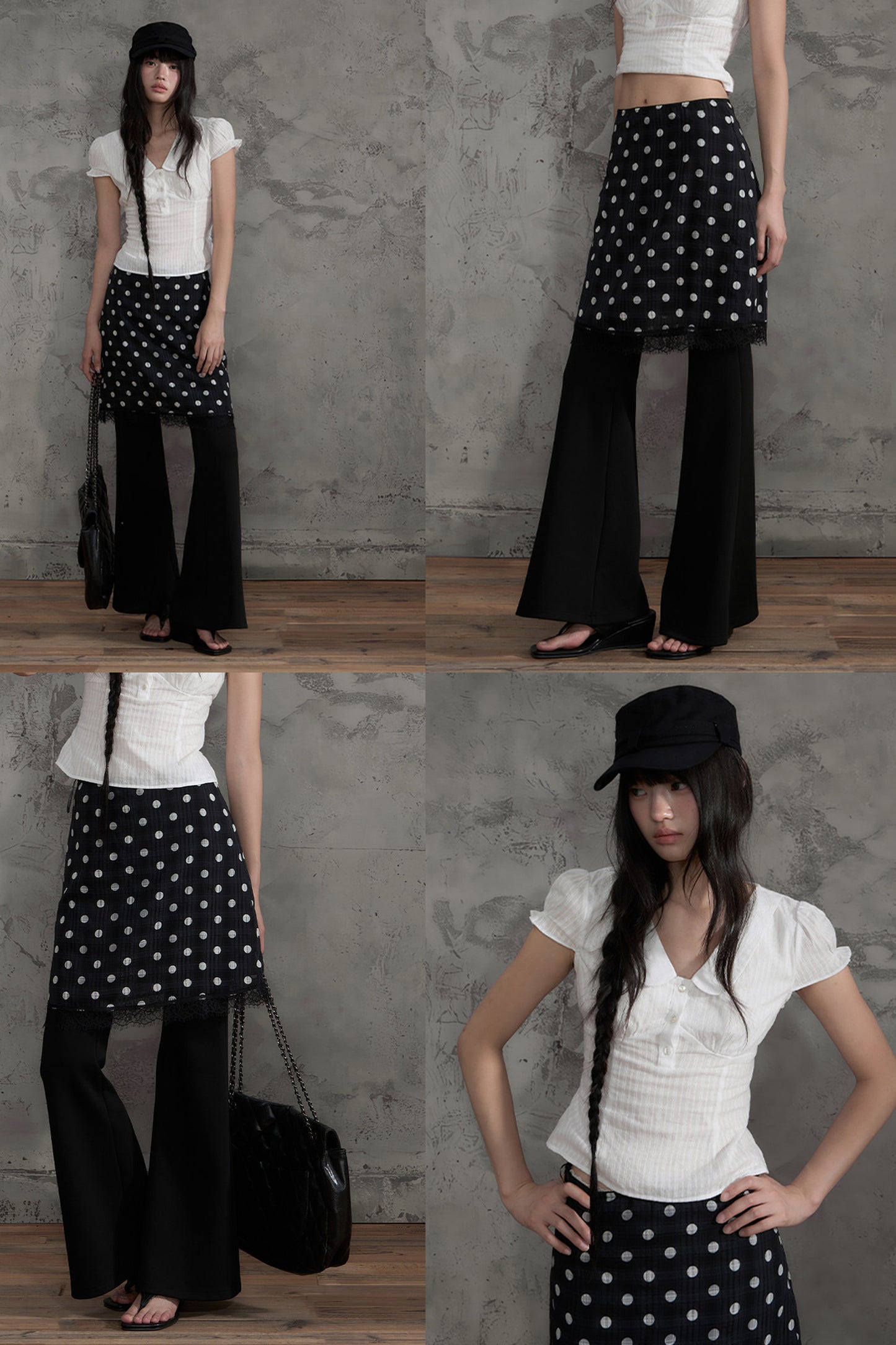 Lace Polka Dot A-Line Skirt