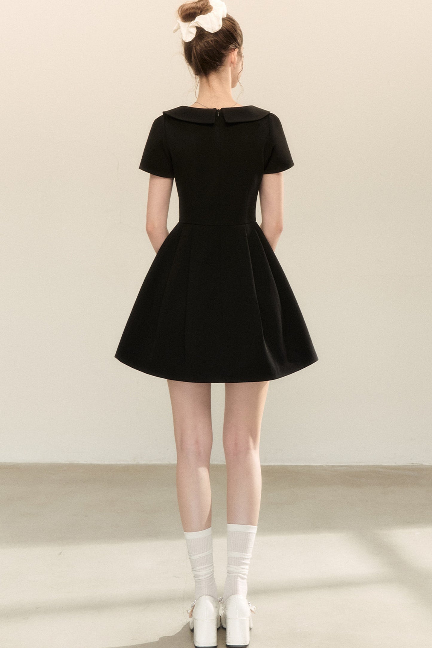 Short-Sleeved Doll Collar Puffy A-Line Dress