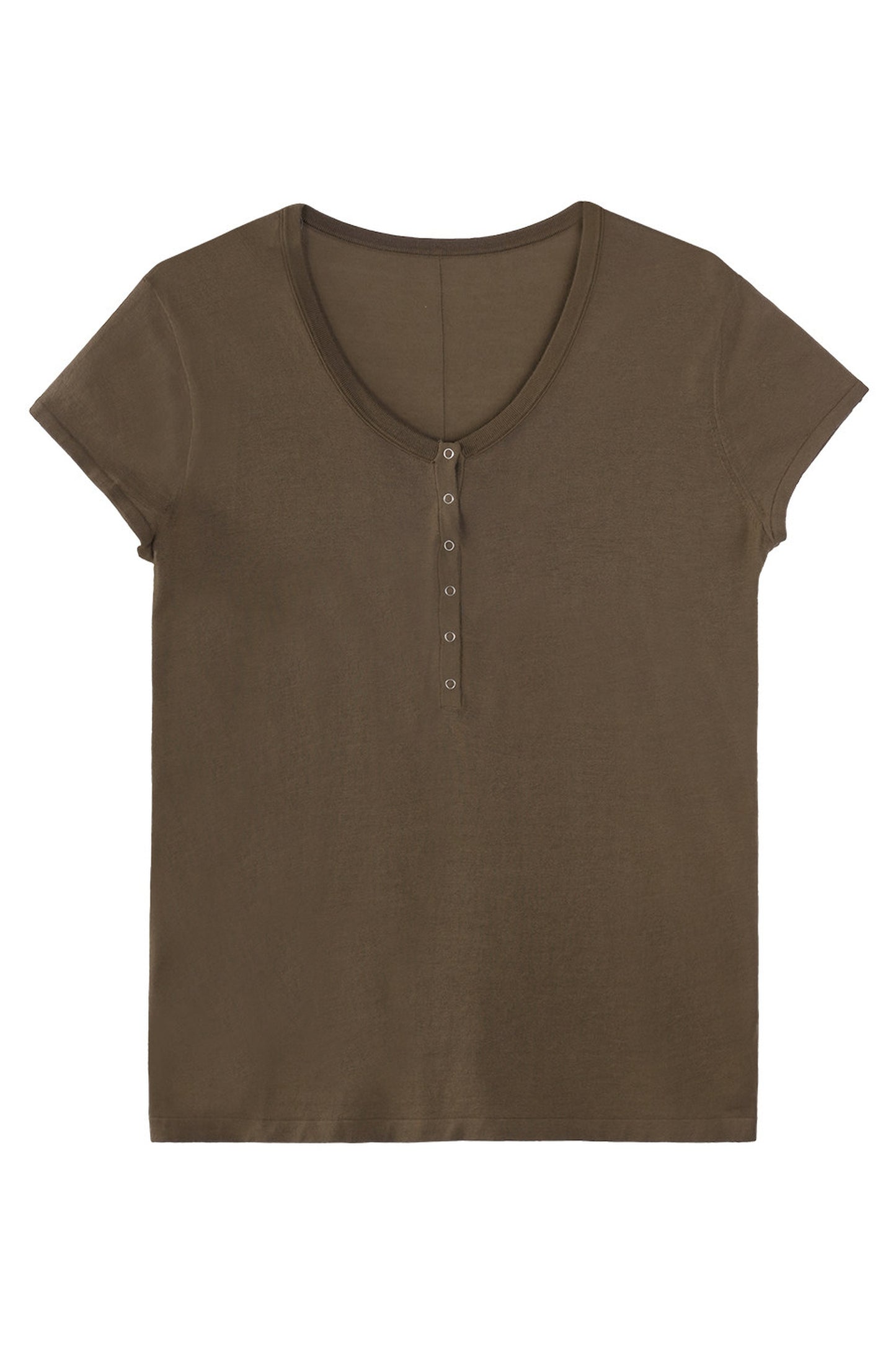 Henley Knit Short Sleeve Lyocell Top