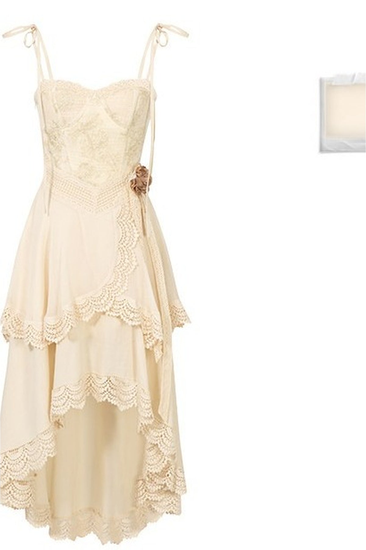 French Heavy Lace Trailing Strap Dress
