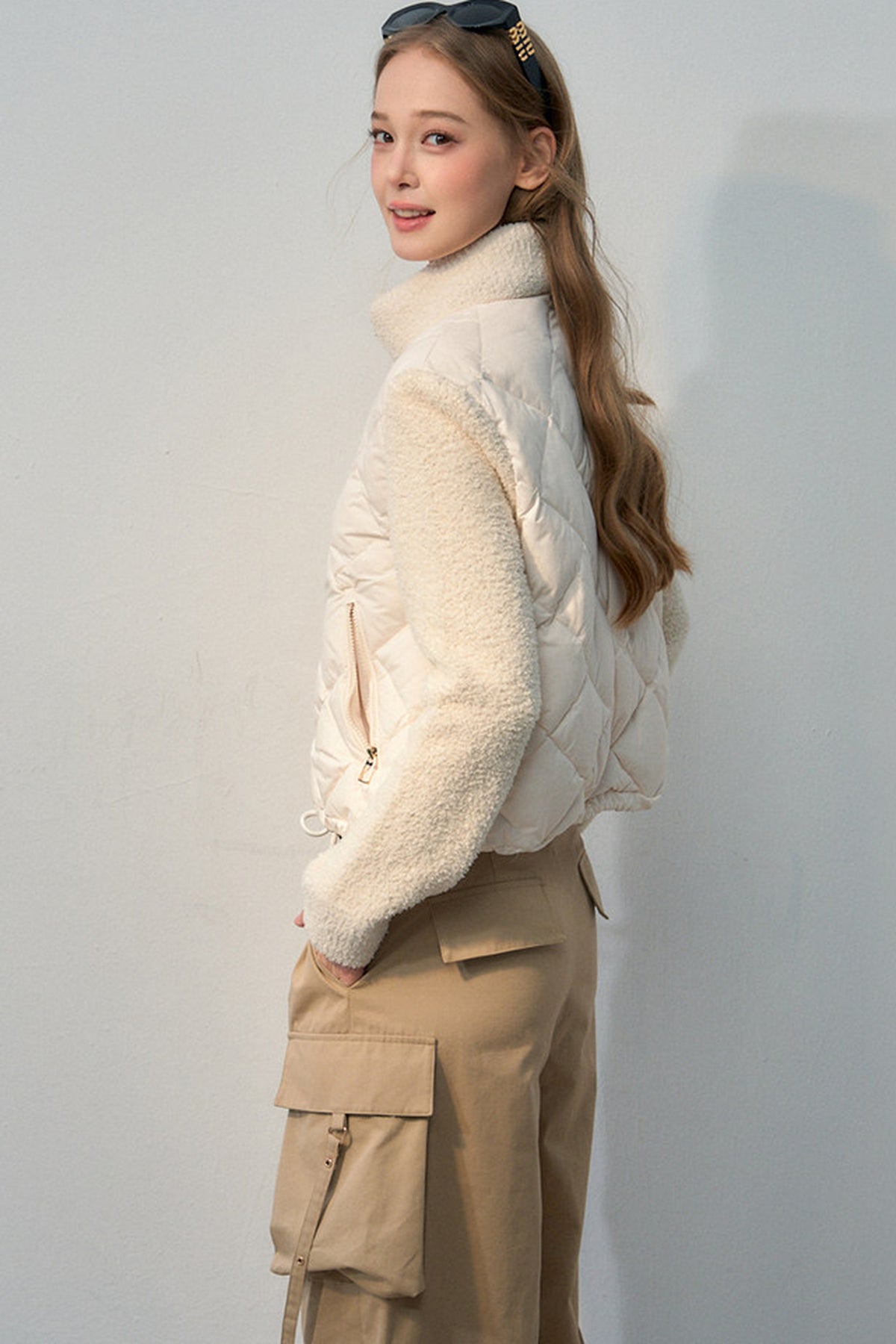 Diamond Knit Patchwork Down Jacket