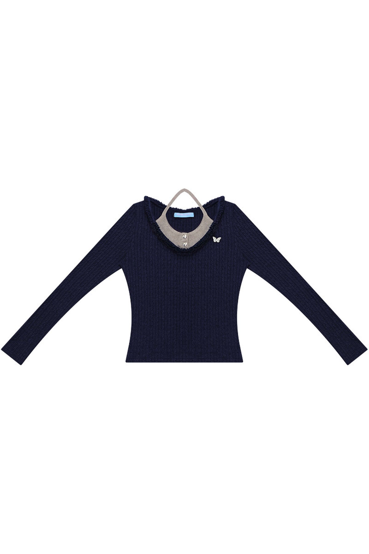 Frayed Halter Layered-Look Knit Top