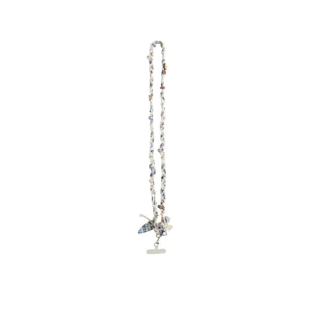 Hand-Woven Plaid Button Phone Chain