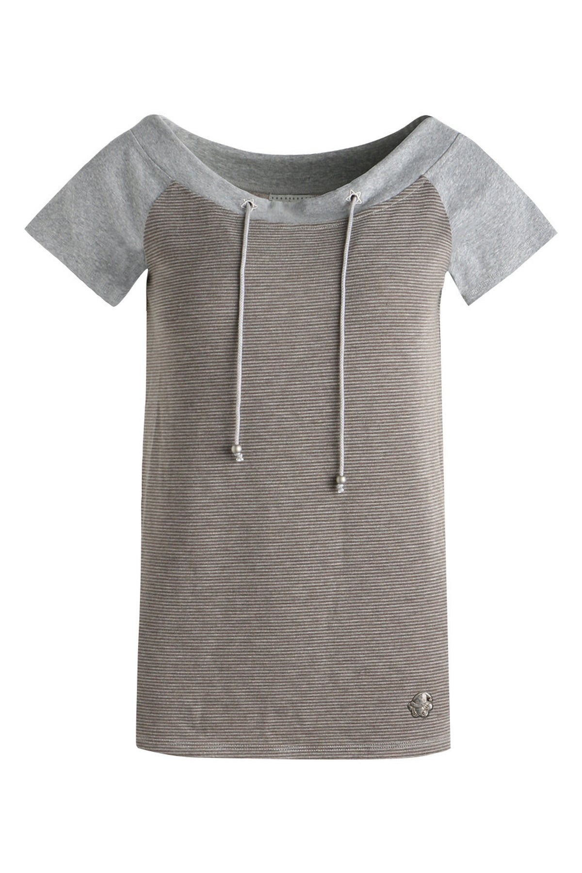 Off-Shoulder Striped Raglan T-Shirt
