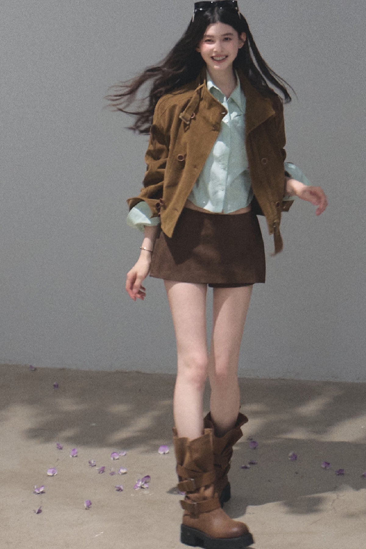 Short Suede Motorcycle Workwear Jacket